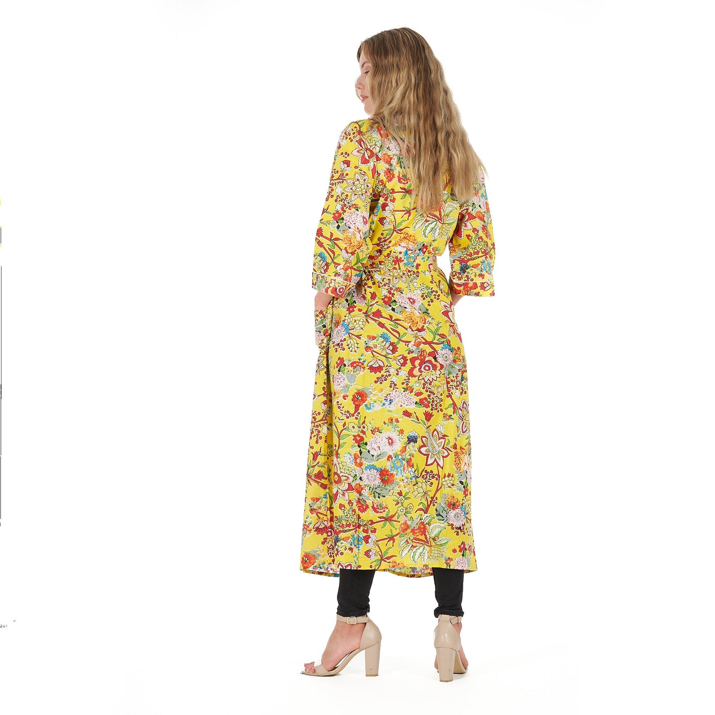 Tuscan Sunshine Cotton Kimono – Frida Kahlo-Inspired, Bird of Paradise Print, Lightweight & Versatile
