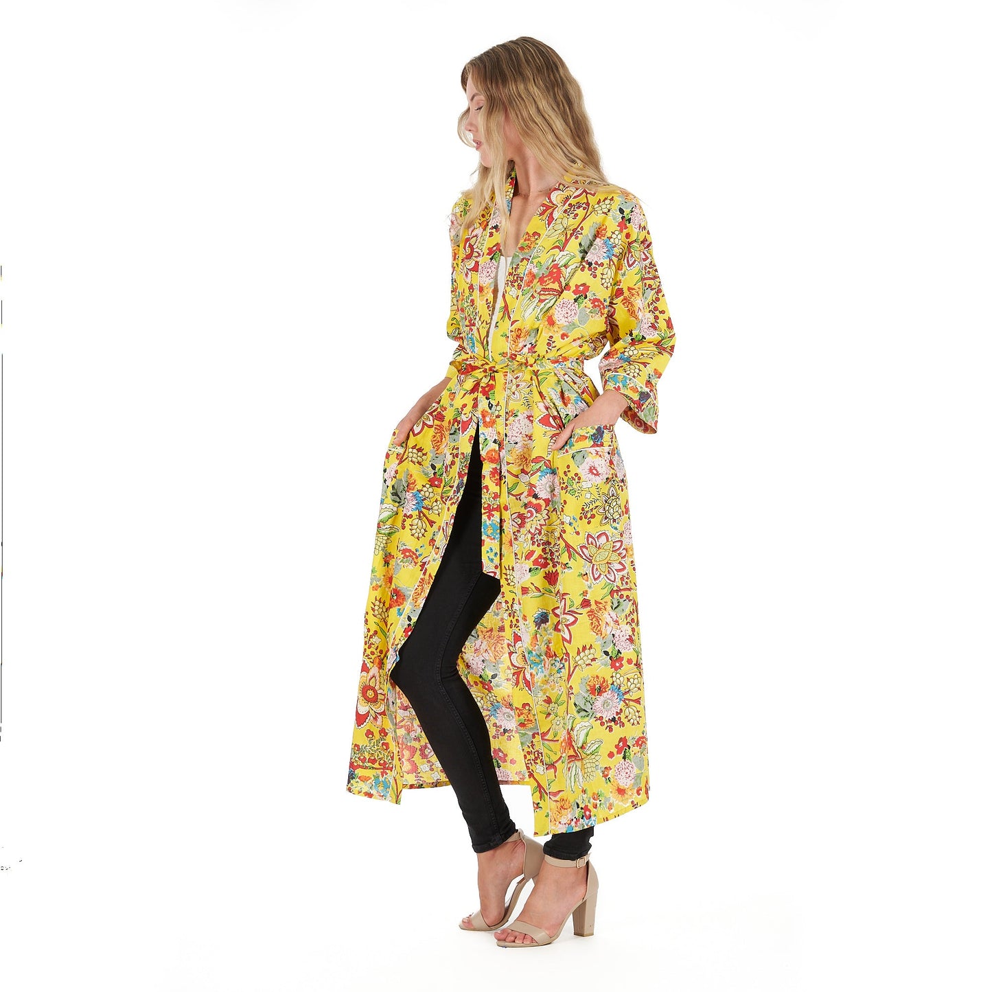 Tuscan Sunshine Cotton Kimono – Frida Kahlo-Inspired, Bird of Paradise Print, Lightweight & Versatile
