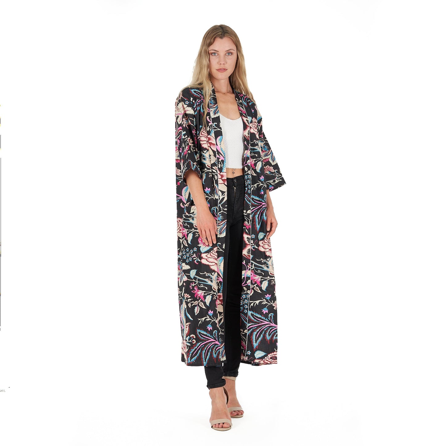 Frida Cotton Kimono Bathrobe - Summer Beach Cardigan