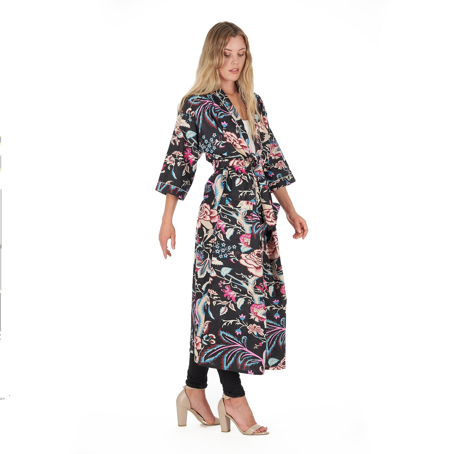 Frida Cotton Kimono Bathrobe - Summer Beach Cardigan