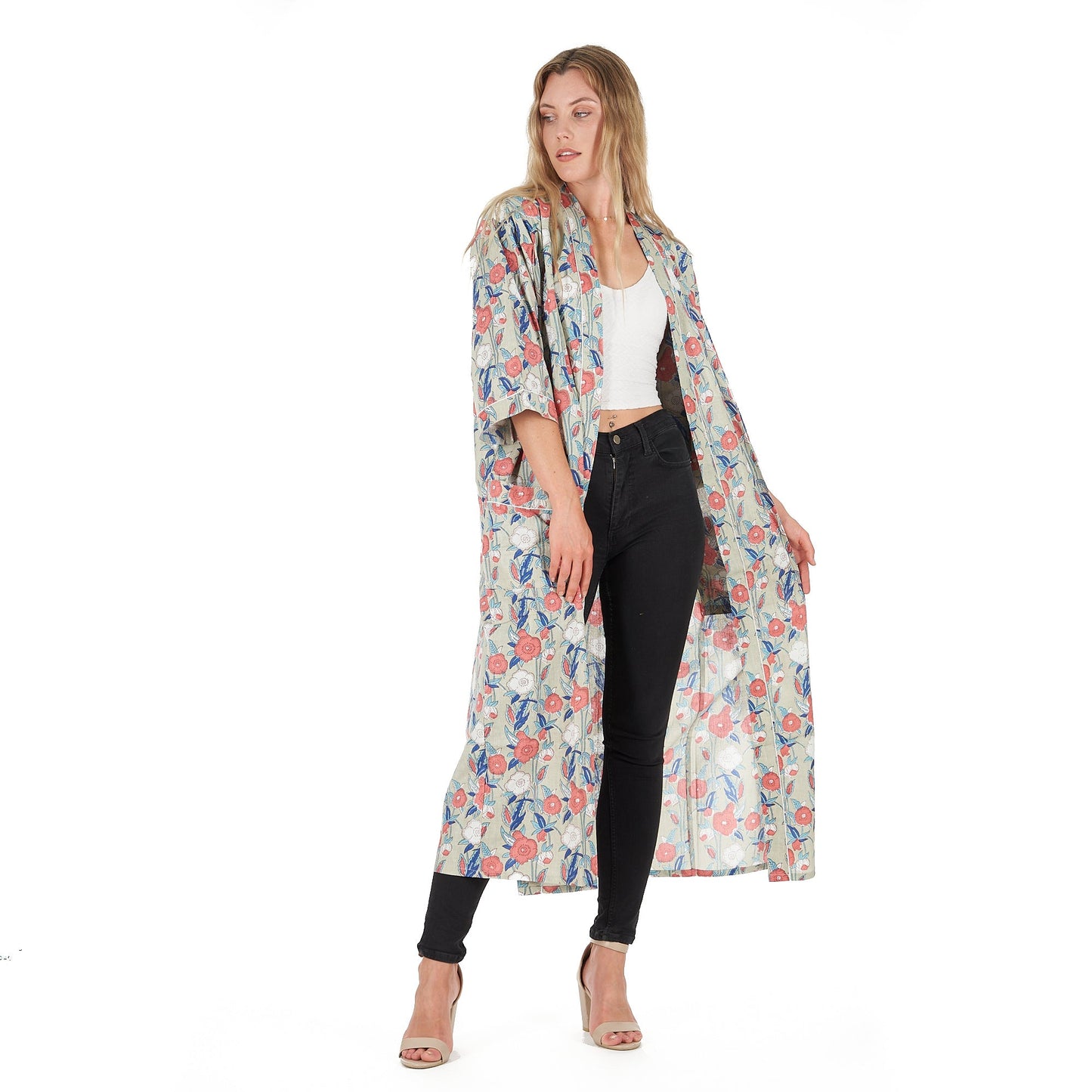 Leisurely Luxe Cotton Kimono – Frida Kahlo-Inspired, Bird of Paradise Print, Versatile & Lightweight