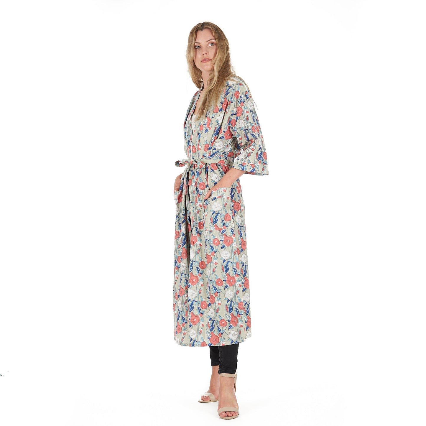 Leisurely Luxe Cotton Kimono – Frida Kahlo-Inspired, Bird of Paradise Print, Versatile & Lightweight