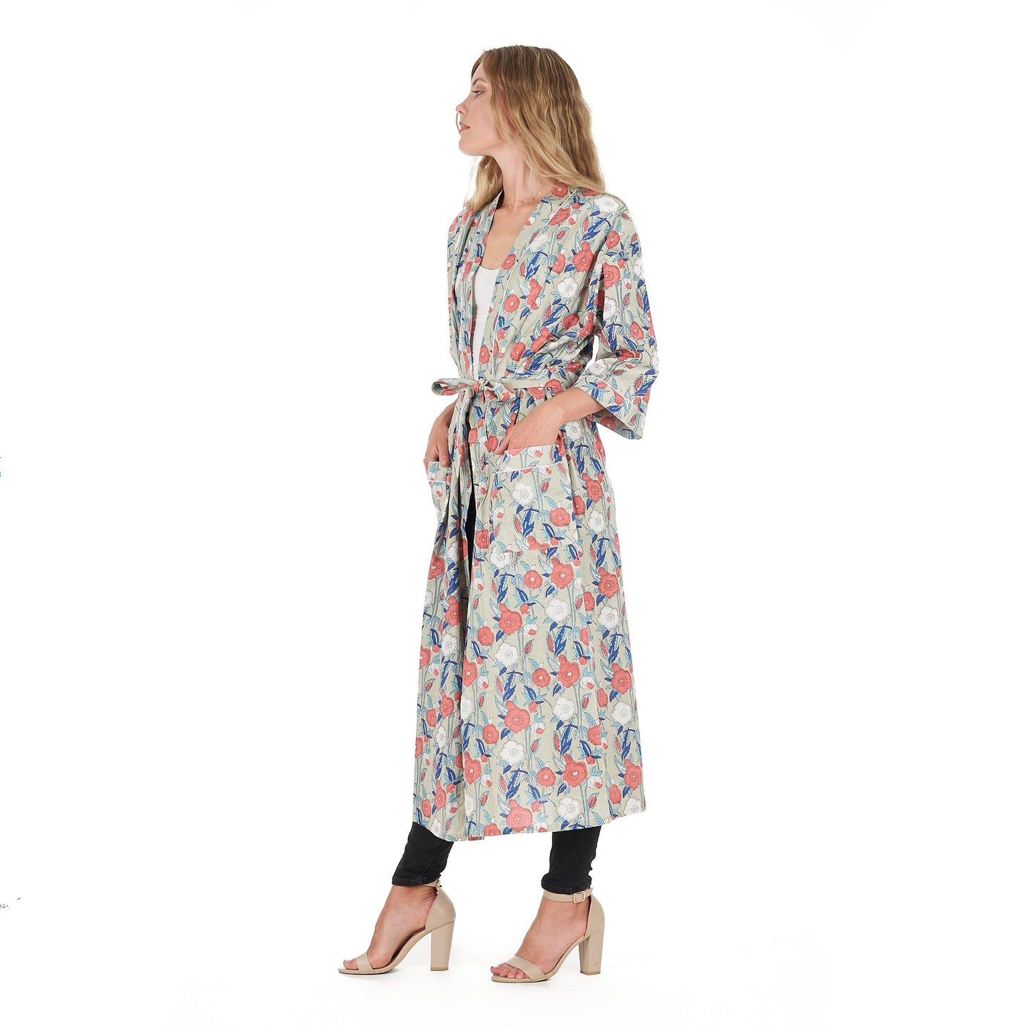 Leisurely Luxe Cotton Kimono – Frida Kahlo-Inspired, Bird of Paradise Print, Versatile & Lightweight