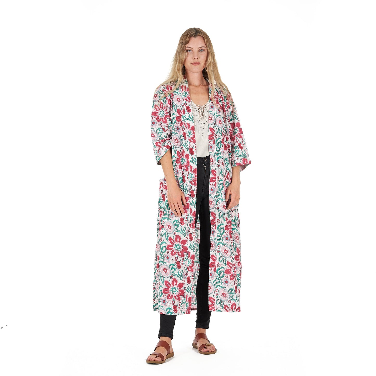 Cozy Couture Cotton Kimono – Frida Kahlo-Inspired, Bird of Paradise Print, Versatile & Lightweight