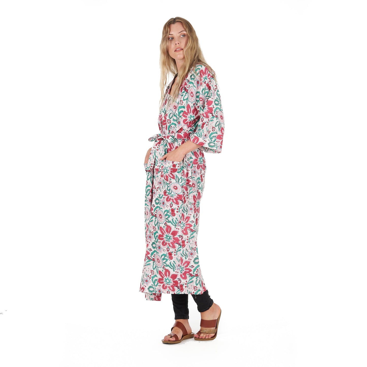 Cozy Couture Cotton Kimono – Frida Kahlo-Inspired, Bird of Paradise Print, Versatile & Lightweight