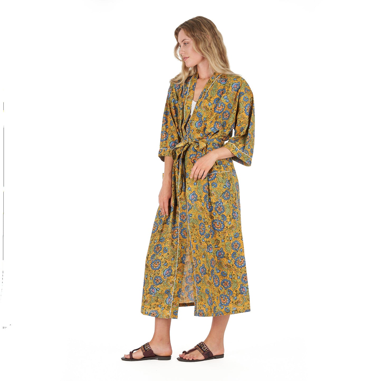 Gardenia Goddess Kimono Robe – Frida Kahlo Inspired, Cotton, Versatile & Elegant