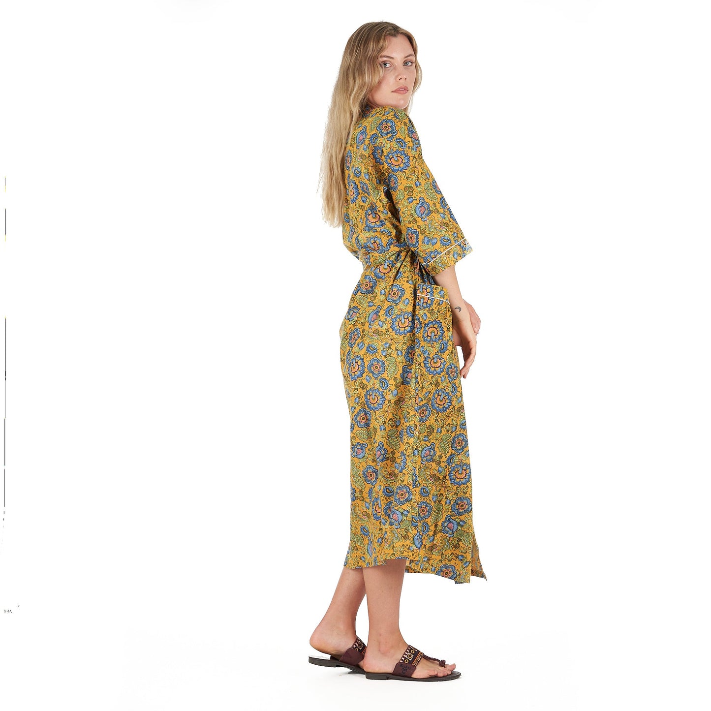 Gardenia Goddess Kimono Robe – Frida Kahlo Inspired, Cotton, Versatile & Elegant