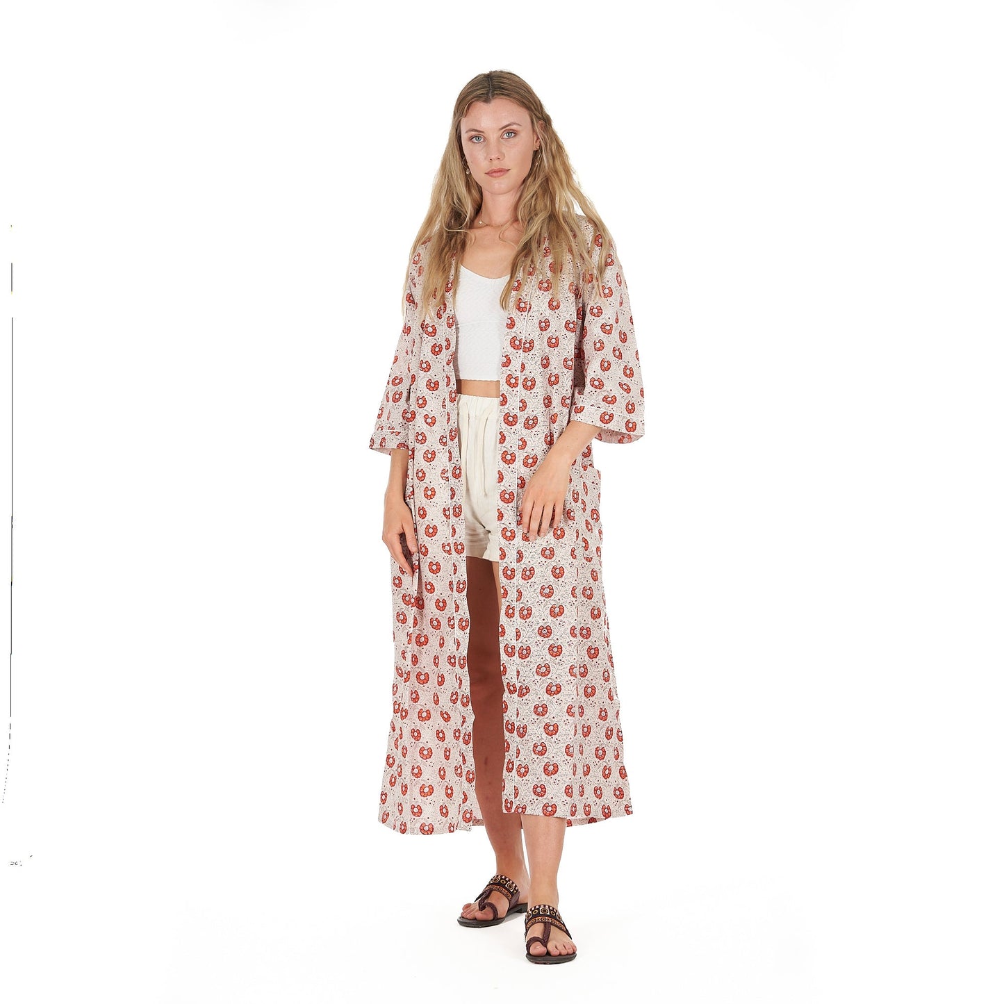 Summer Florals Kimono Robe – Frida Kahlo Inspired, Cotton, Versatile & Elegant