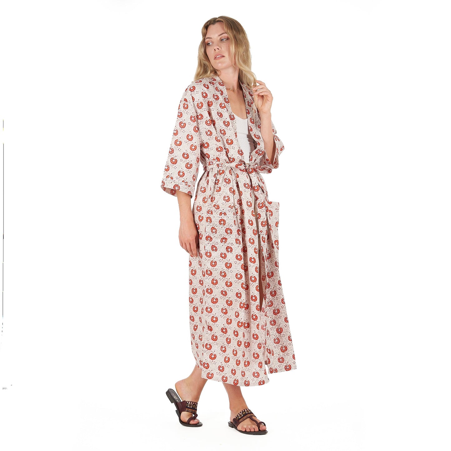 Summer Florals Kimono Robe – Frida Kahlo Inspired, Cotton, Versatile & Elegant