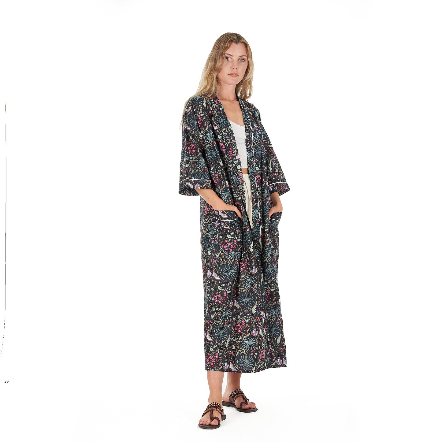 Evening Escape Kimono Robe – Frida Kahlo Inspired, Cotton, Handcrafted & Versatile