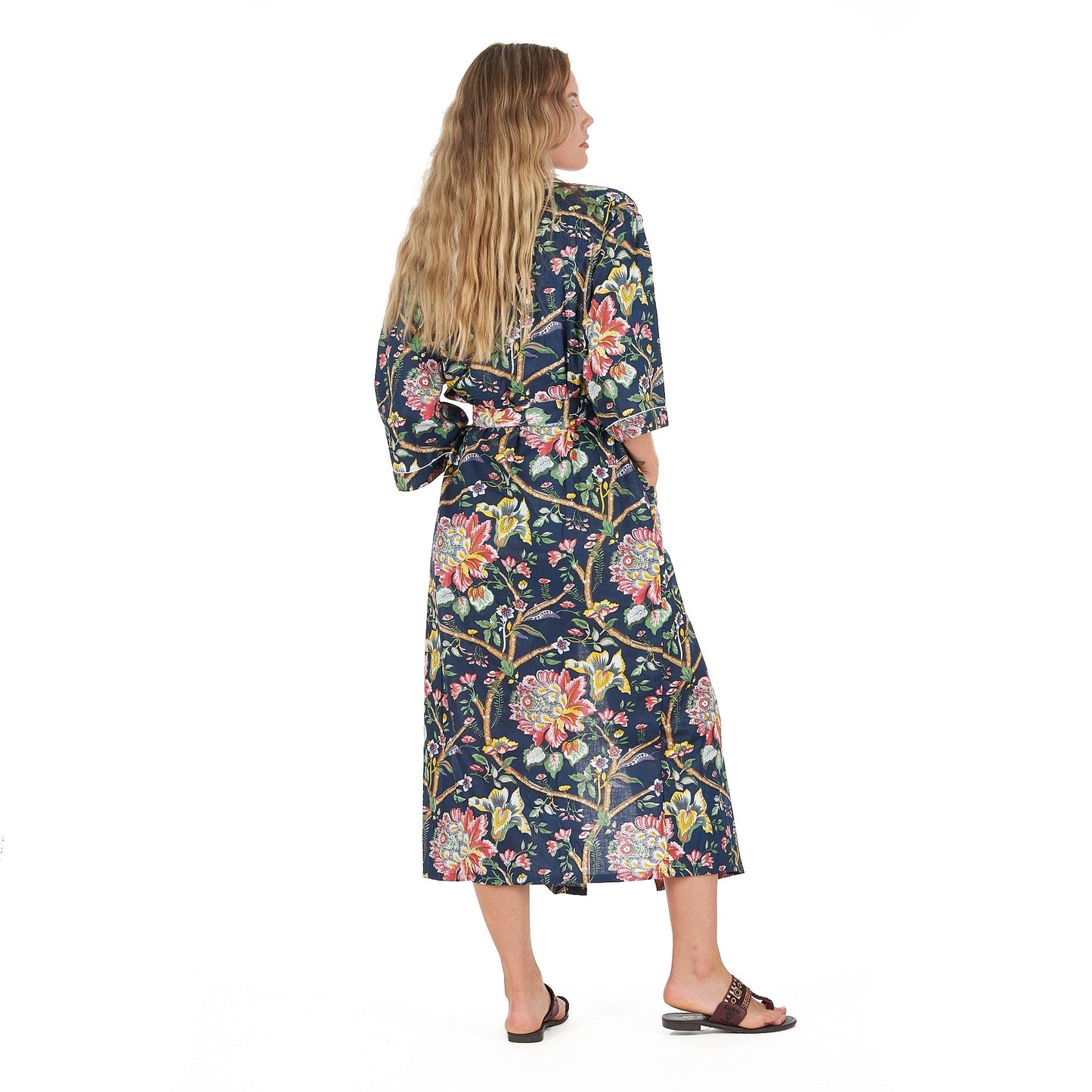 Nocturnal Botanics Cotton Kimono Robe – Hand-Screen Printed, Stylish & Versatile