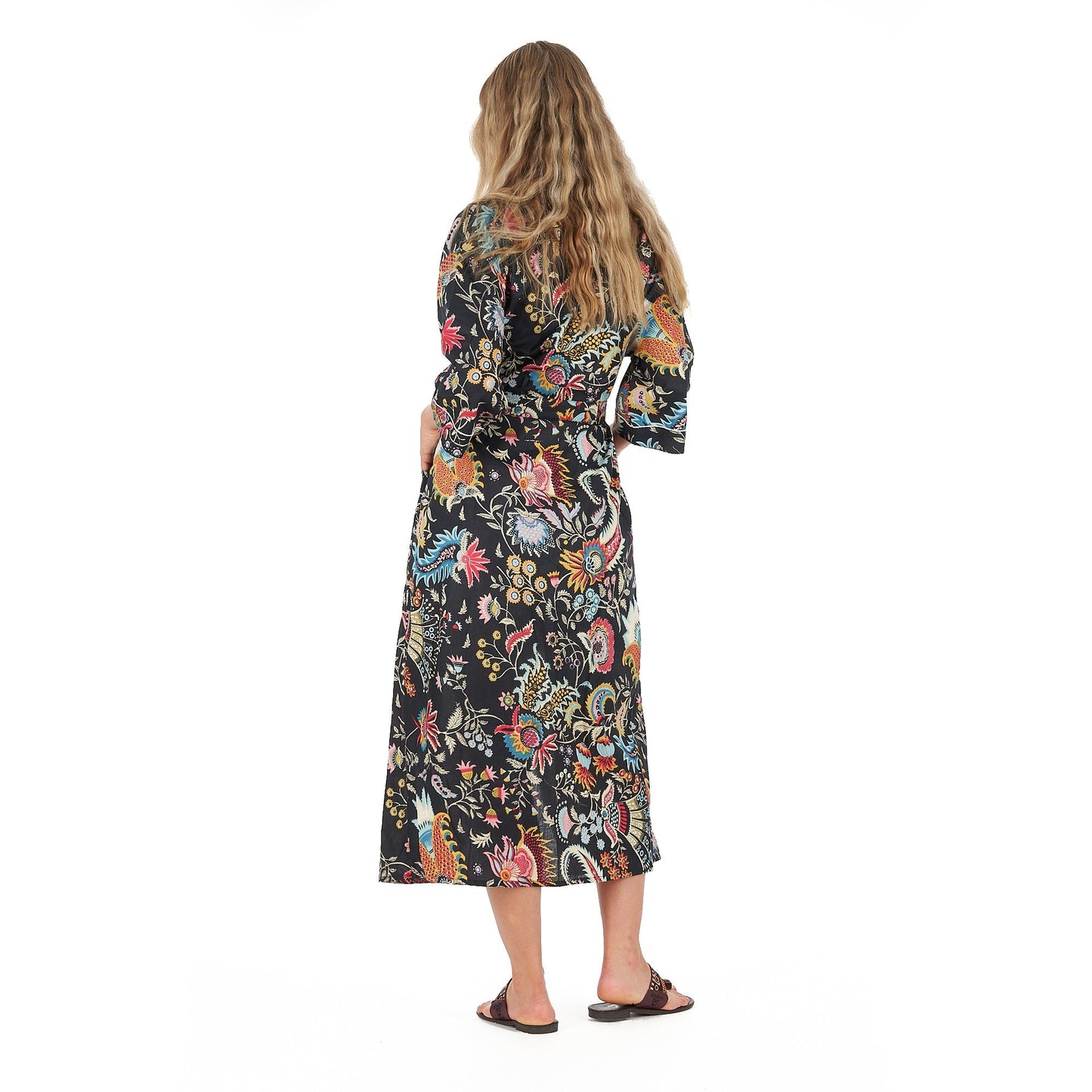 Twilight Tropics Cotton Kimono Robe – Hand-Screen Printed, Soft & Versatile