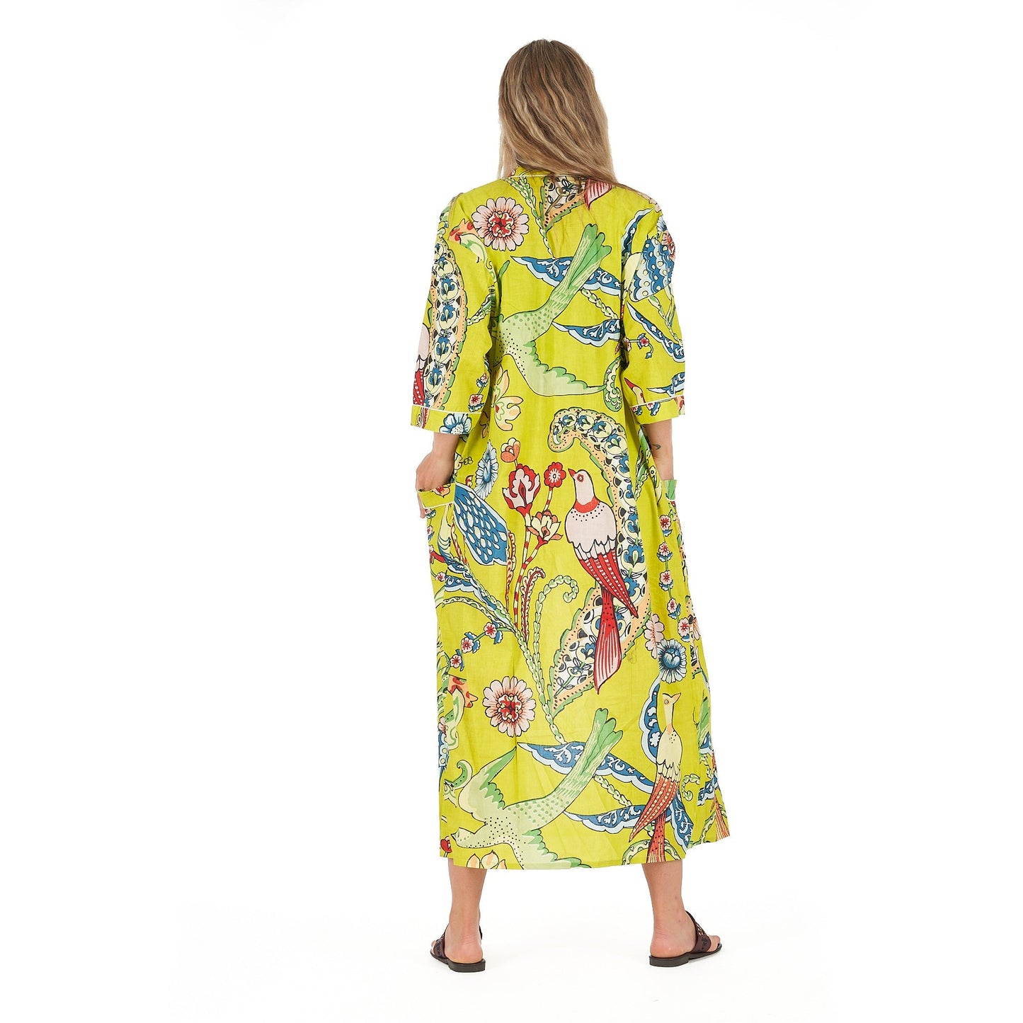 Vibrant Paradise Cotton Kimono Robe – Frida Kahlo-Inspired, Hand-Printed, Multi-Way Wear