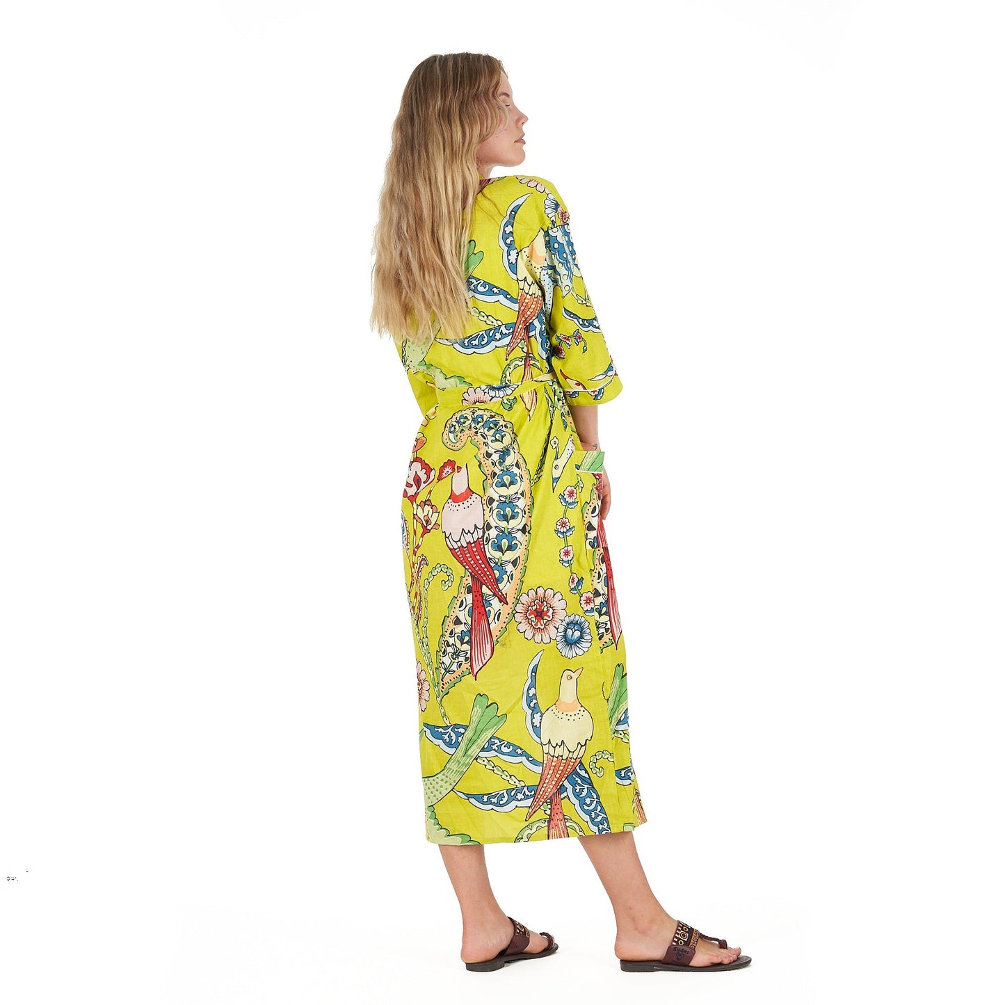 Vibrant Paradise Cotton Kimono Robe – Frida Kahlo-Inspired, Hand-Printed, Multi-Way Wear