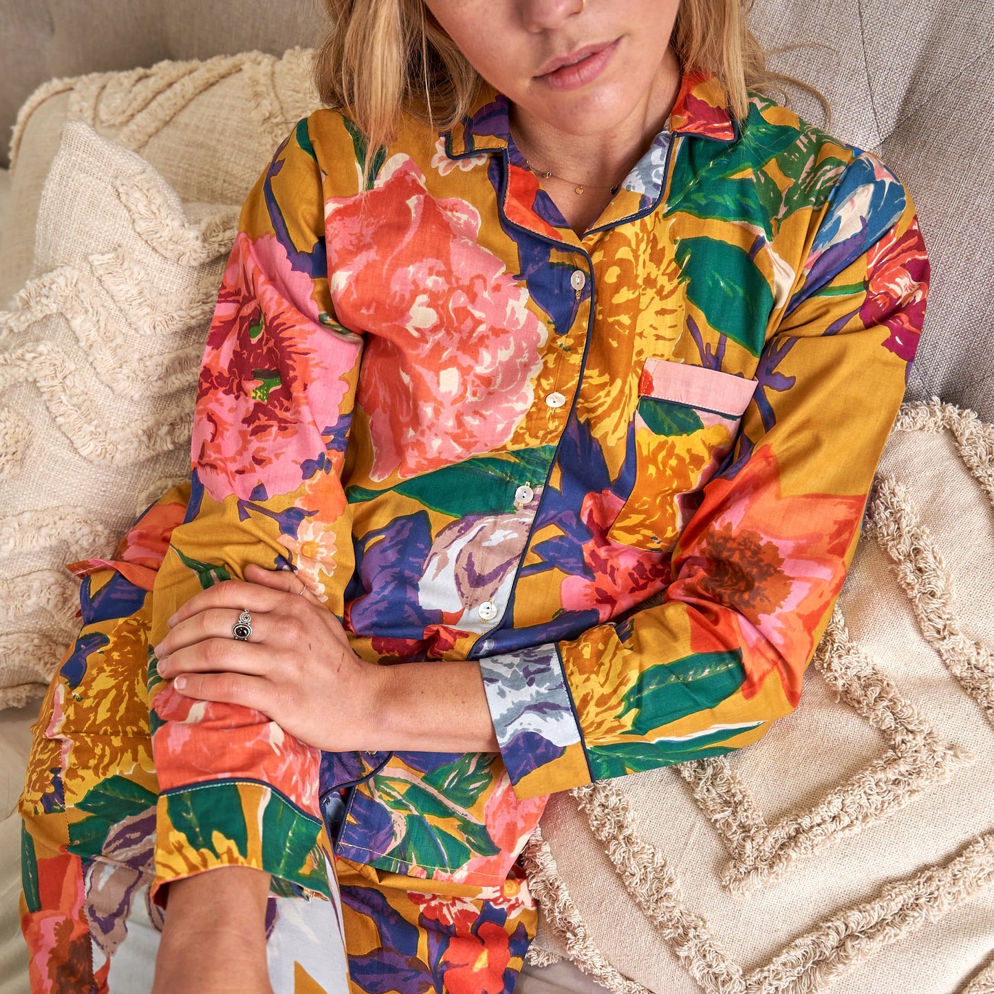 Sweet Dreams Pajama Set – Hand-Screen Printed Cotton, Cozy Sleepwear & Lounge Wear