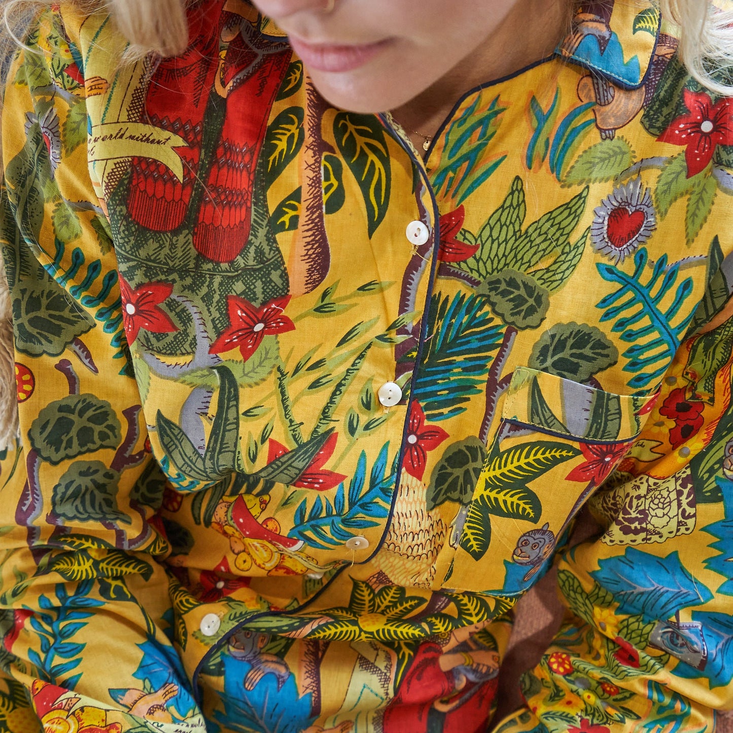 Serene Slumber Pajama Set – Hand-Screen Printed Cotton, Cozy Sleepwear & Lounge Wear