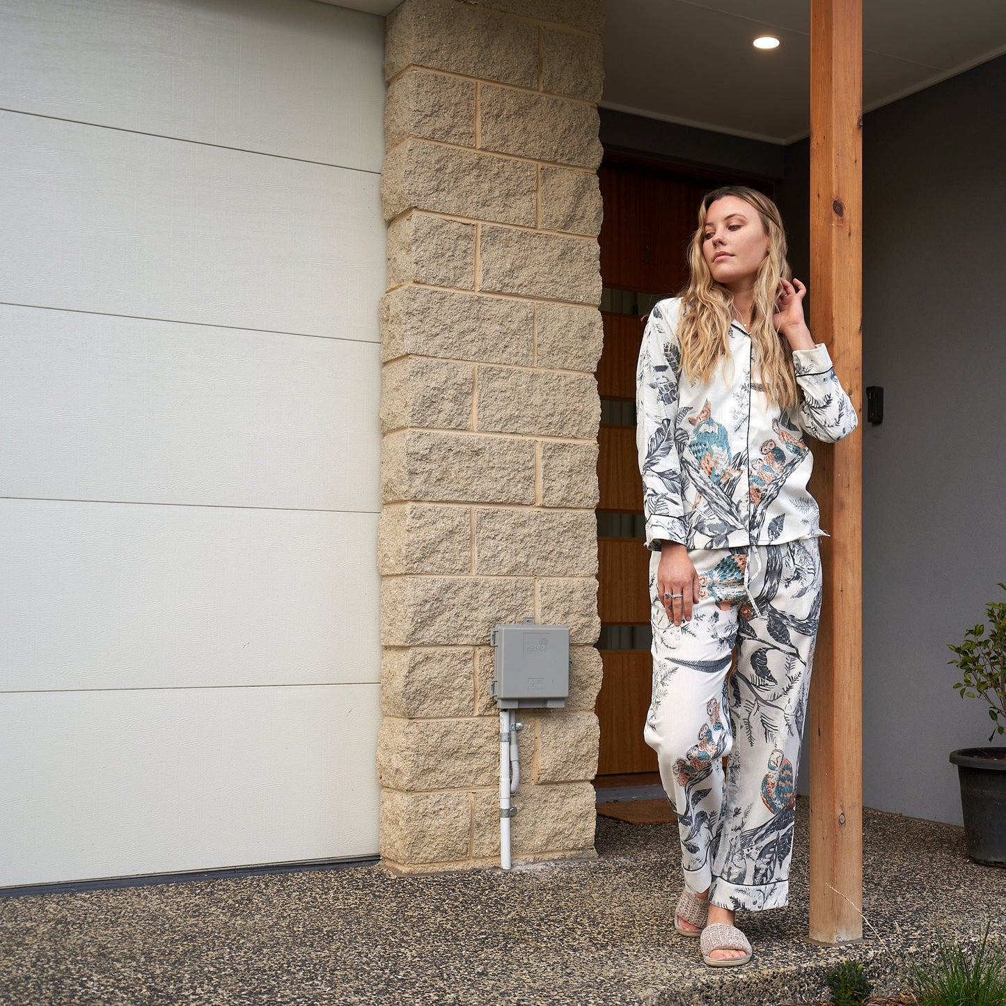 Enchanting Bride Floral Pajama Set – Cotton, Hand-Printed, Cozy Bridal Wear