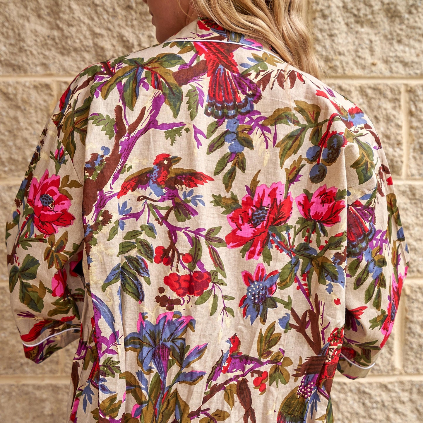 Feathered Haven 100% Cotton Kimono Robe