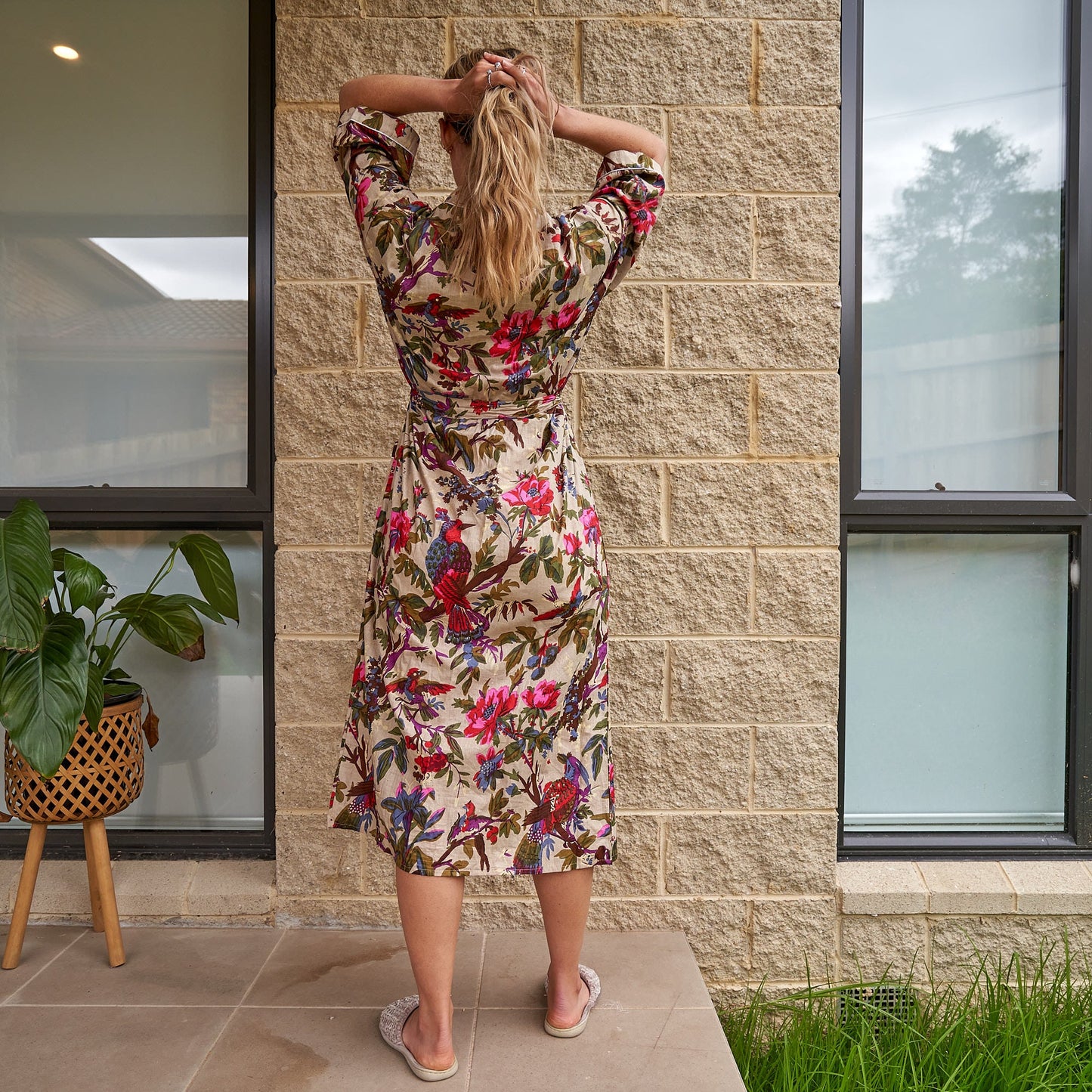 Feathered Haven 100% Cotton Kimono Robe