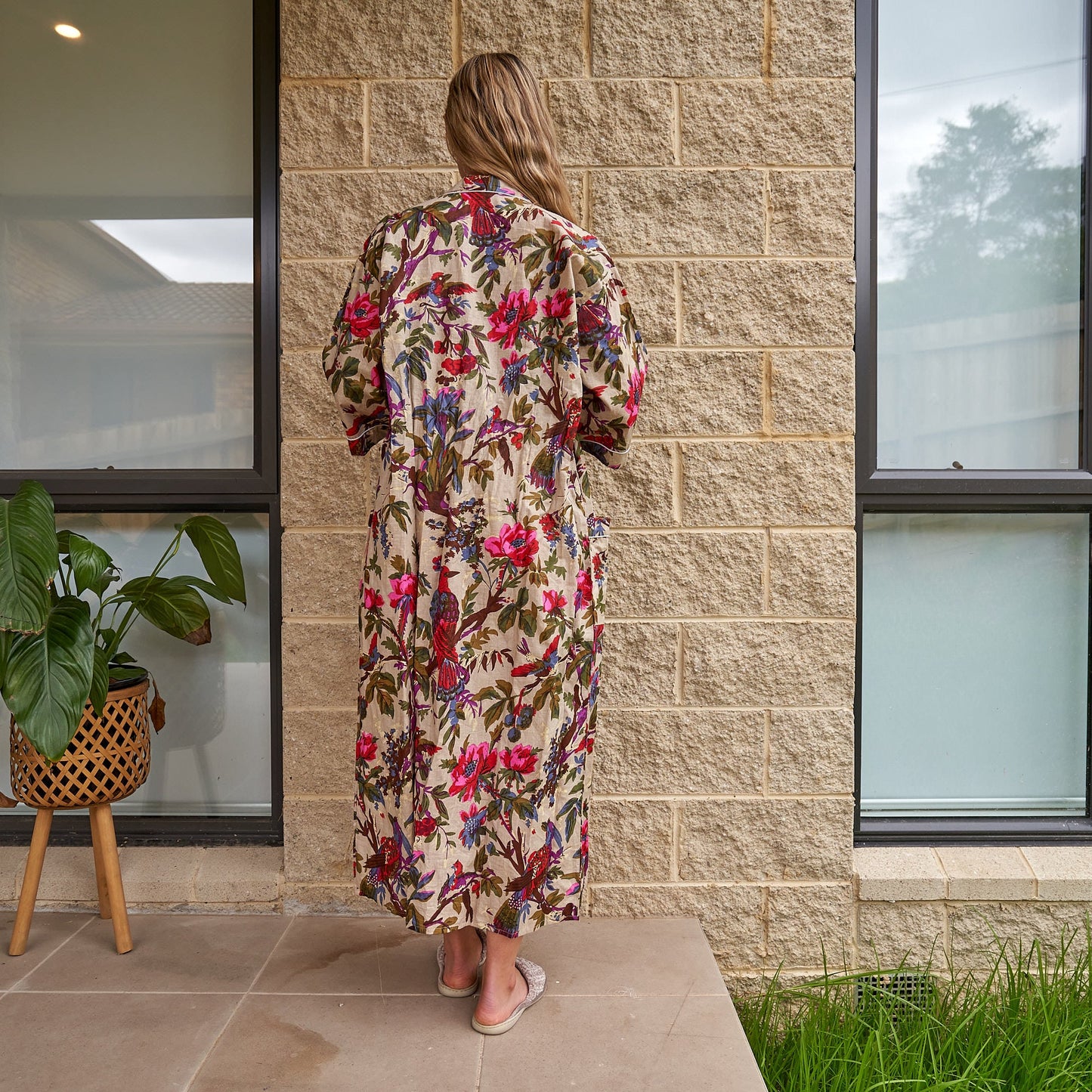 Feathered Haven 100% Cotton Kimono Robe
