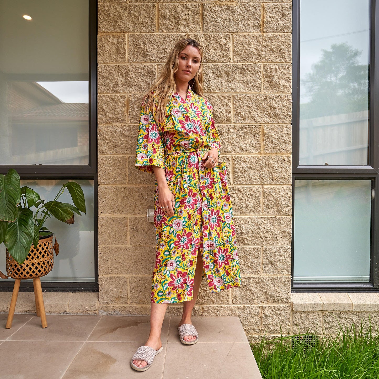 Frida Cotton Kimono Bathrobe - Nightwear and Beach Style