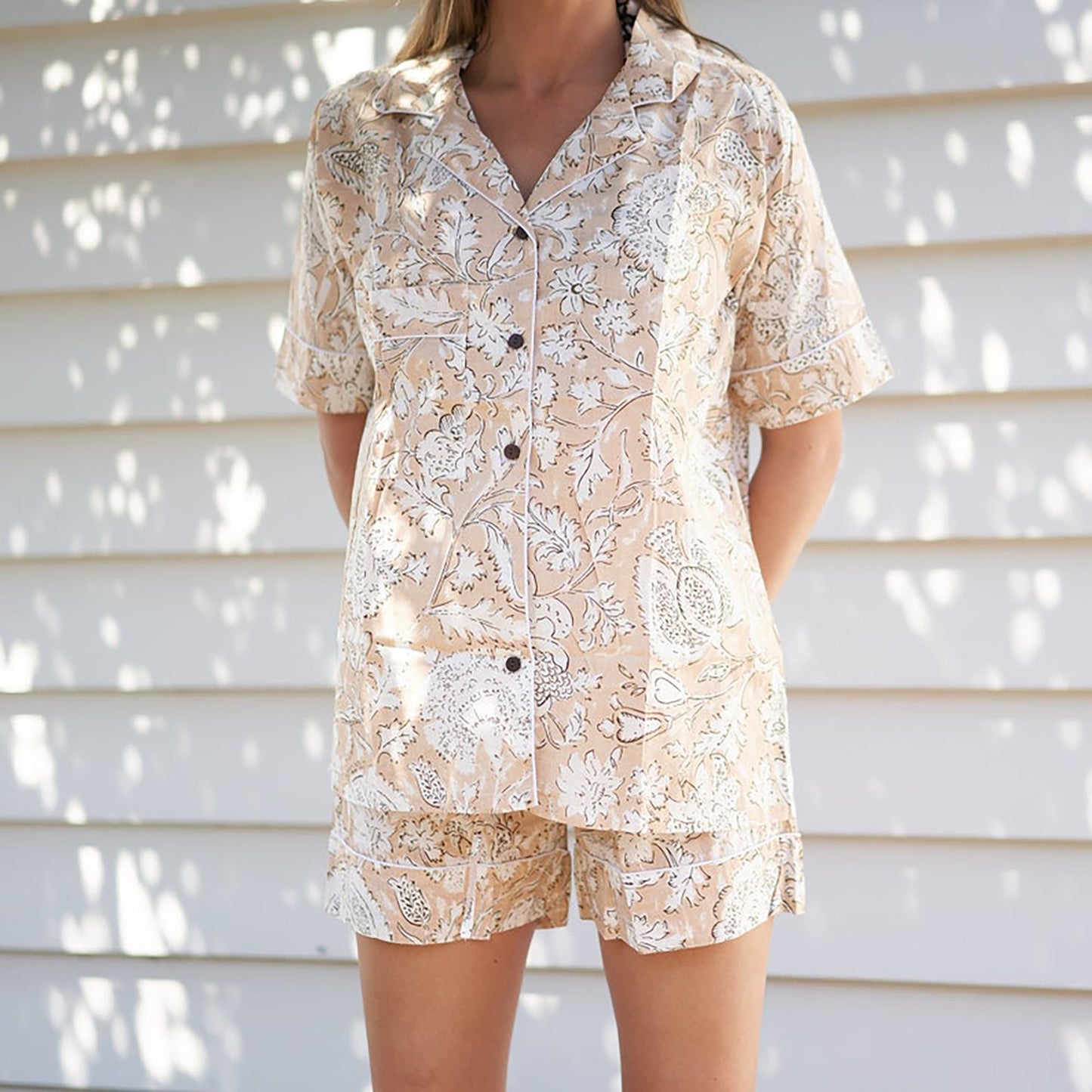 Easy Sundays 100% Cotton Pyjama Shorts Set – Hand Screen Printed, Limited Edition, Comfortable Shirt & Shorts, Gift Bag Included, Sizes S/M, L, XL