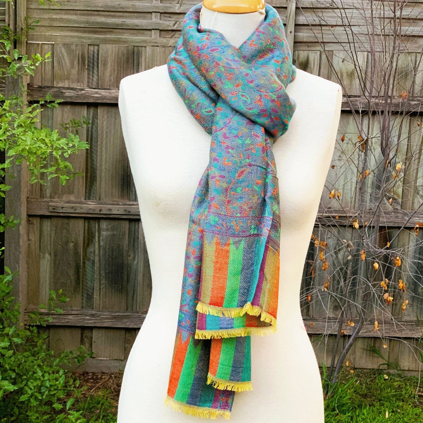 Hippie Haven Reversible Pashmina – Wool & Viscose Shawl