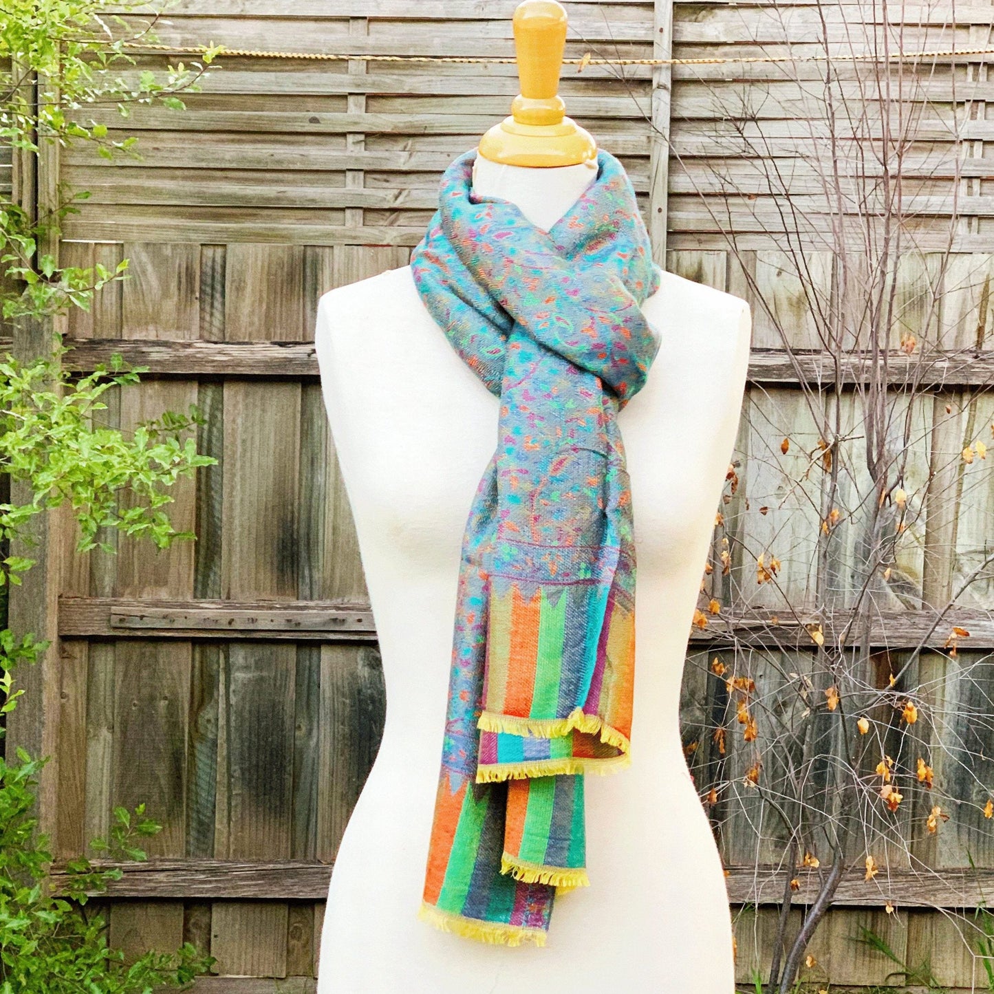 Hippie Haven Reversible Pashmina – Wool & Viscose Shawl