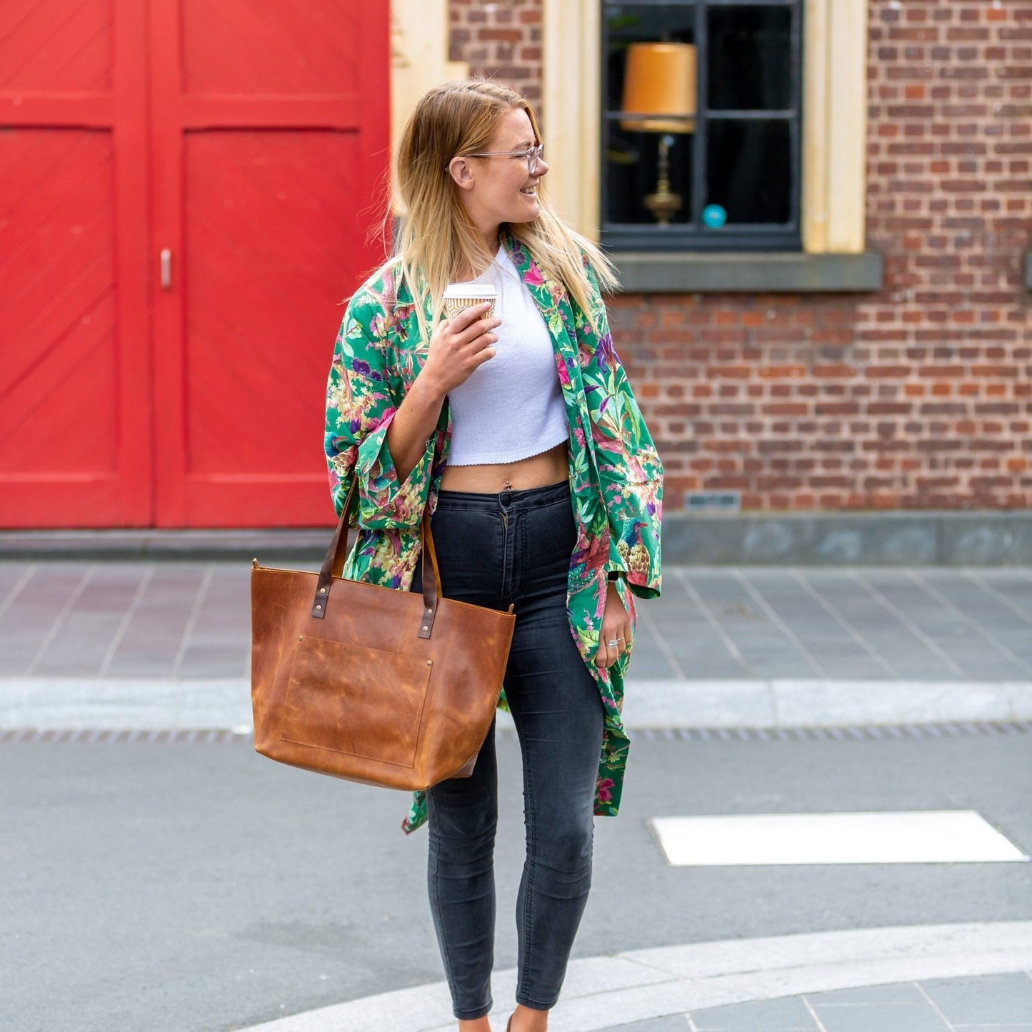 Emerald Foliage Kimono – Jungle Print Lightweight Cotton Robe