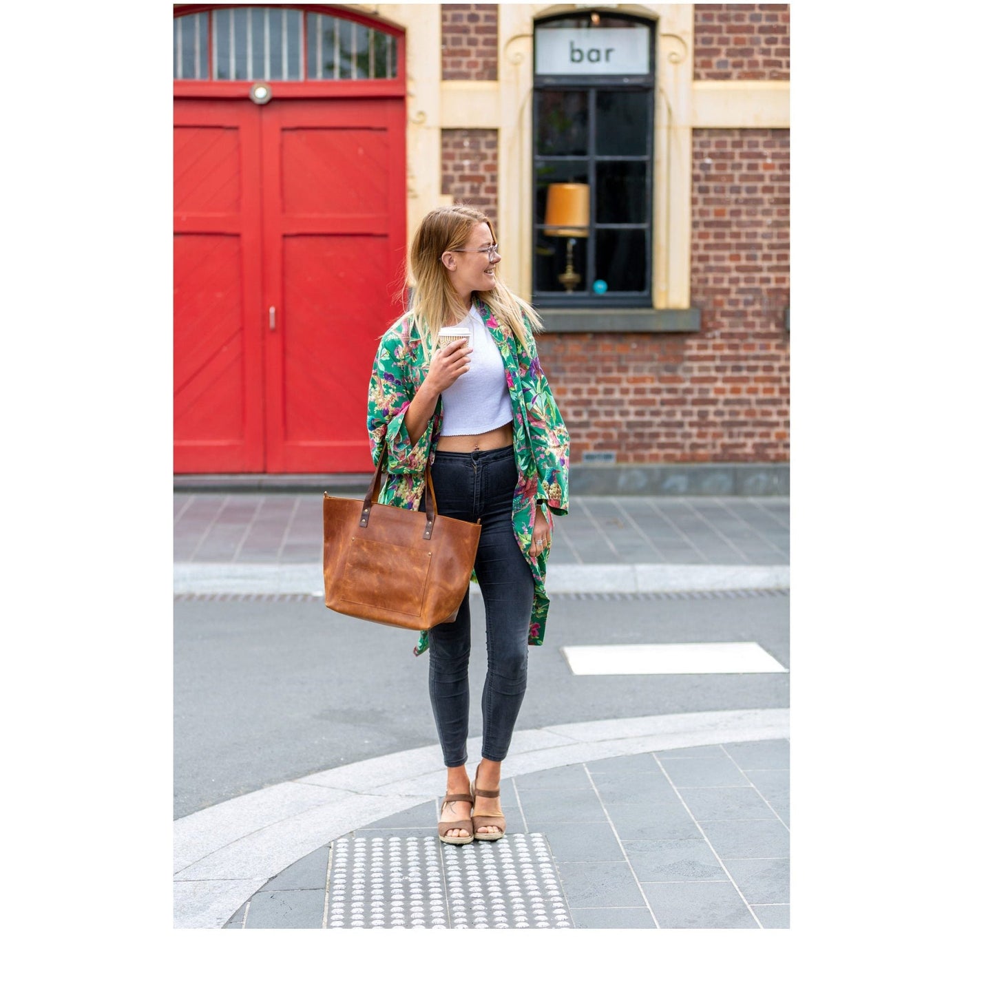 Emerald Foliage Kimono – Jungle Print Lightweight Cotton Robe