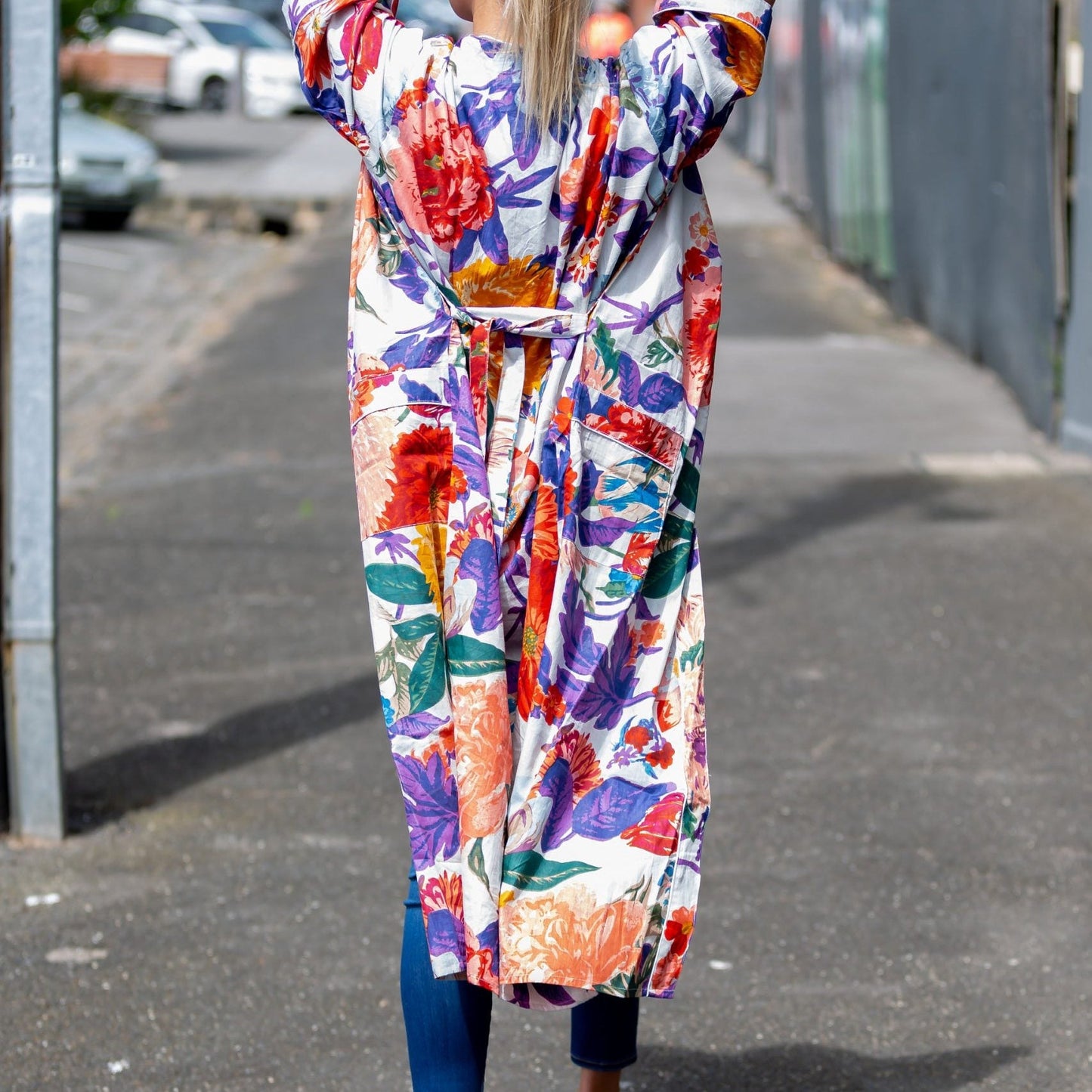 Bright Blanche Blooms Kimono – Bird of Paradise Print Cotton Robe