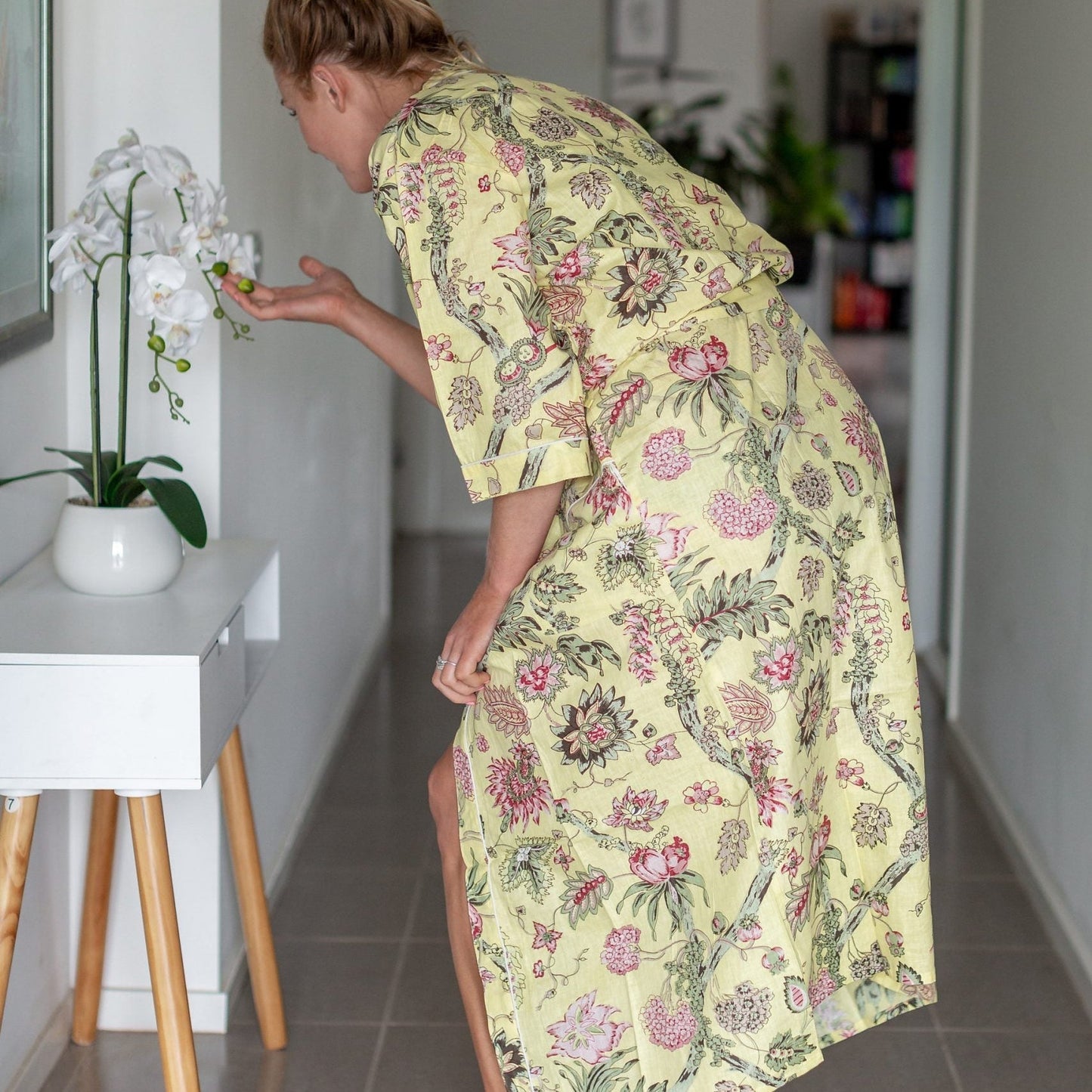 Golden Warratah Cotton Kimono – Frida Kahlo Inspired, Free Size