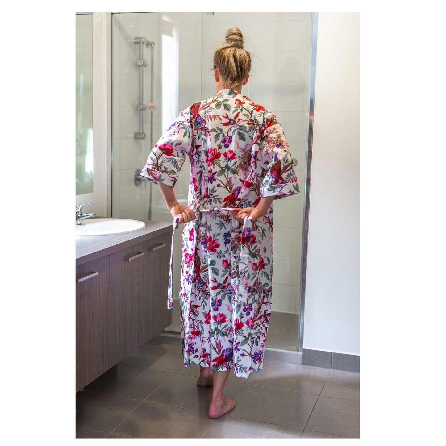 Ivory Aviary Cotton Kimono – Frida Kahlo Inspired