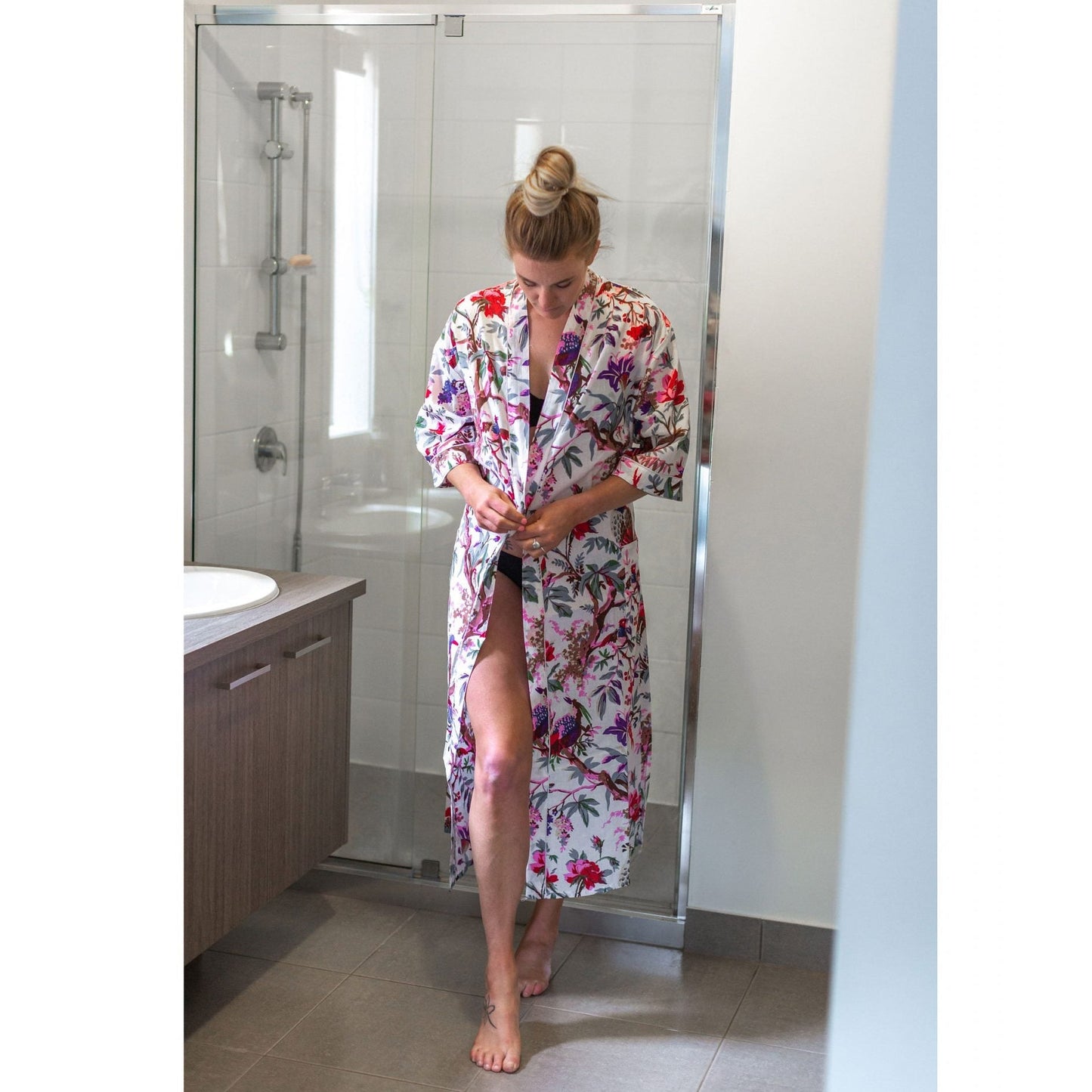 Ivory Aviary Cotton Kimono – Frida Kahlo Inspired