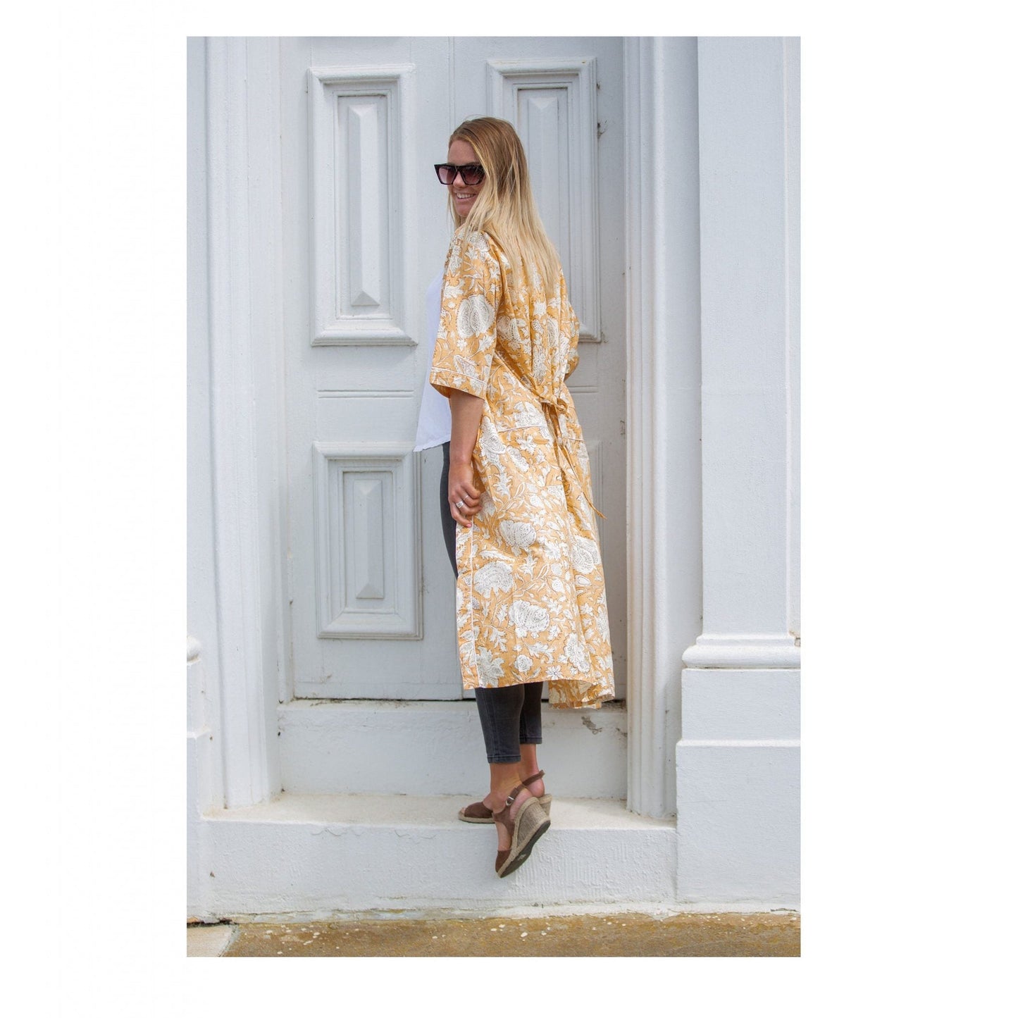 Dreamy Delilah Kimono – Frida Kahlo Inspired Hand-Printed Cotton Robe
