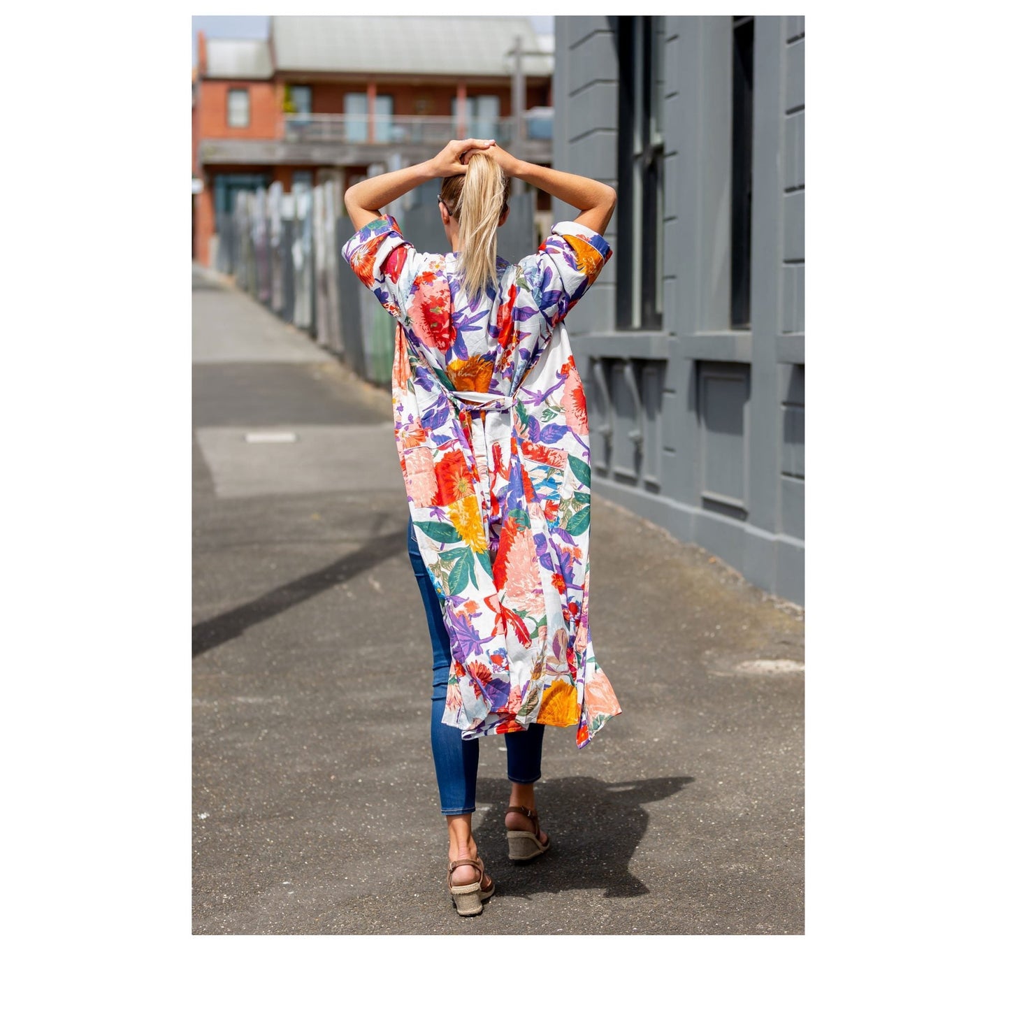 Bright Blanche Blooms Kimono – Bird of Paradise Print Cotton Robe