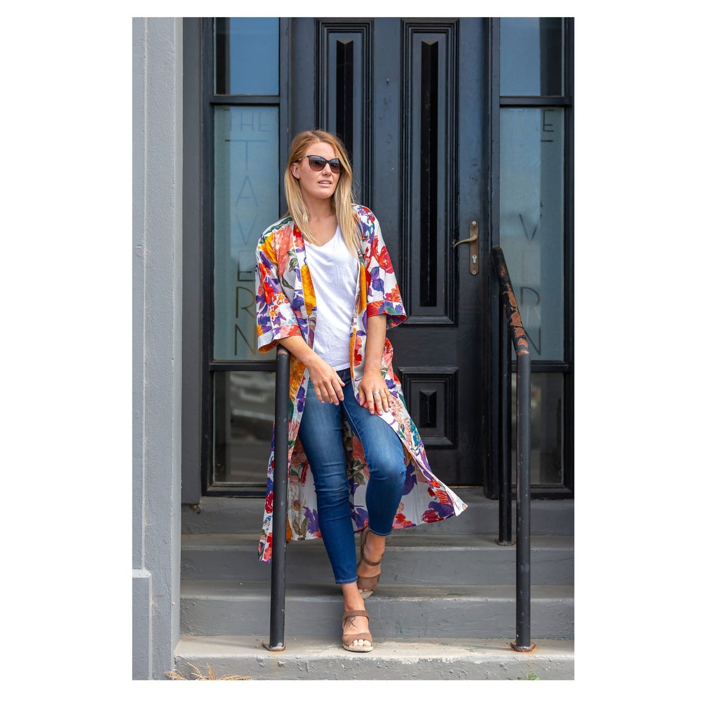 Bright Blanche Blooms Kimono – Bird of Paradise Print Cotton Robe