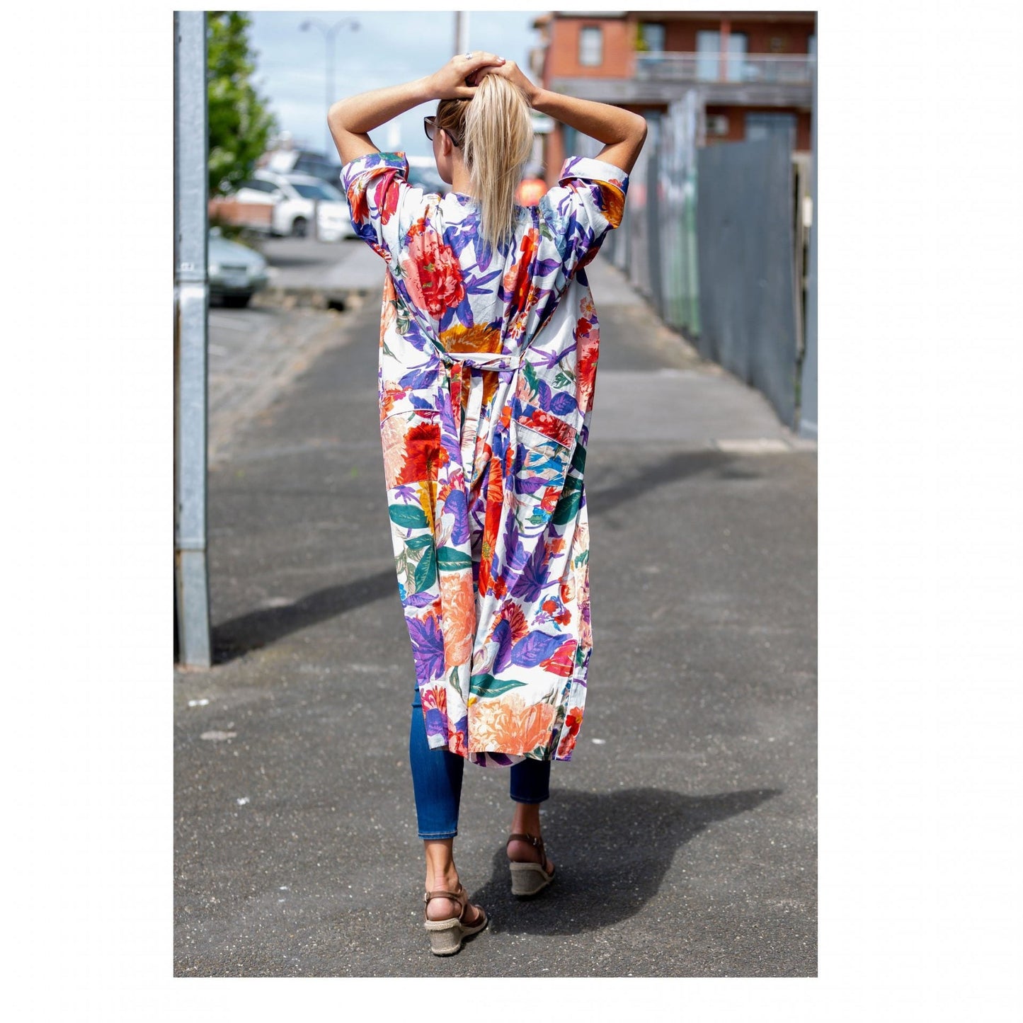 Bright Blanche Blooms Kimono – Bird of Paradise Print Cotton Robe