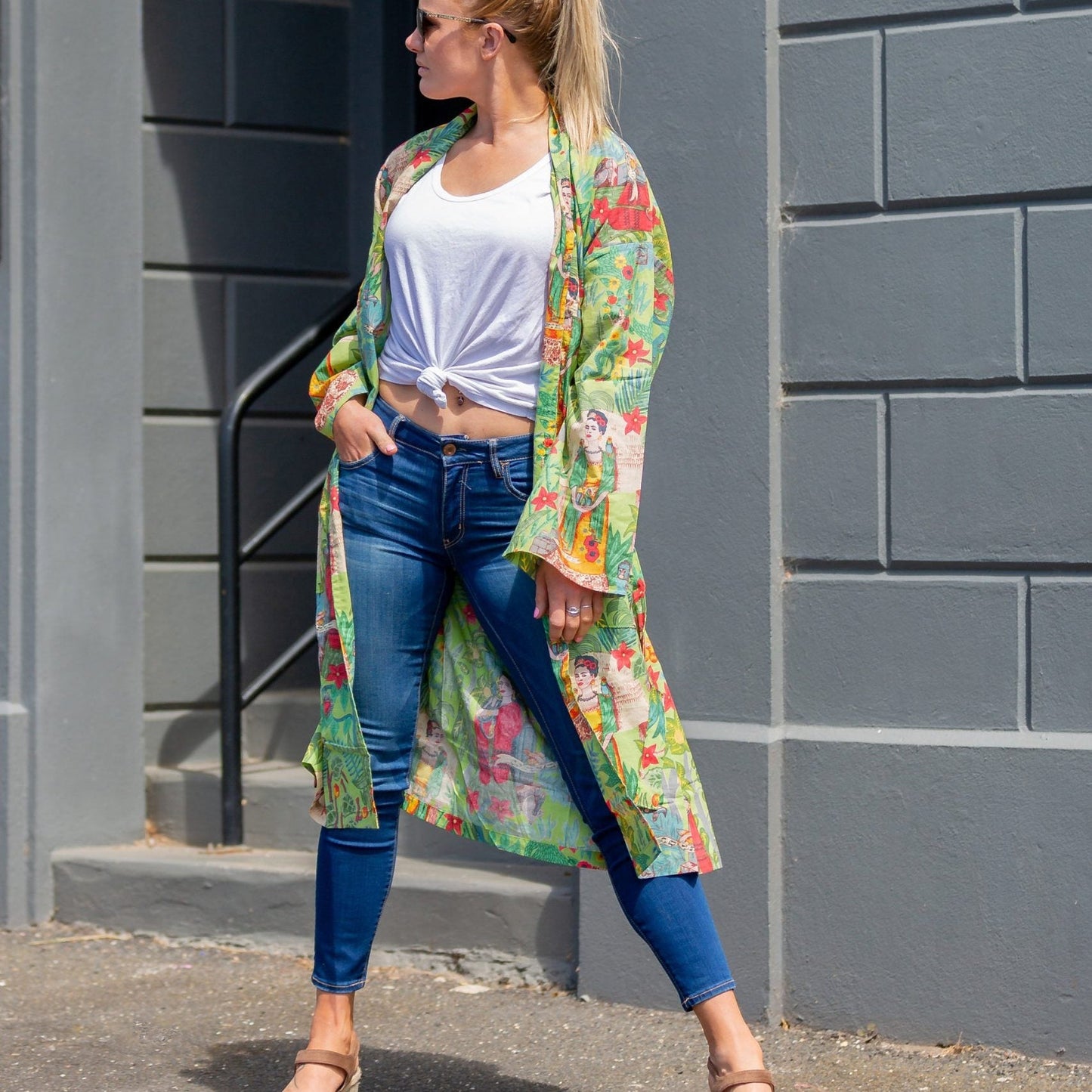 Frida Jungle Kimono – Bird of Paradise Print Cotton Robe