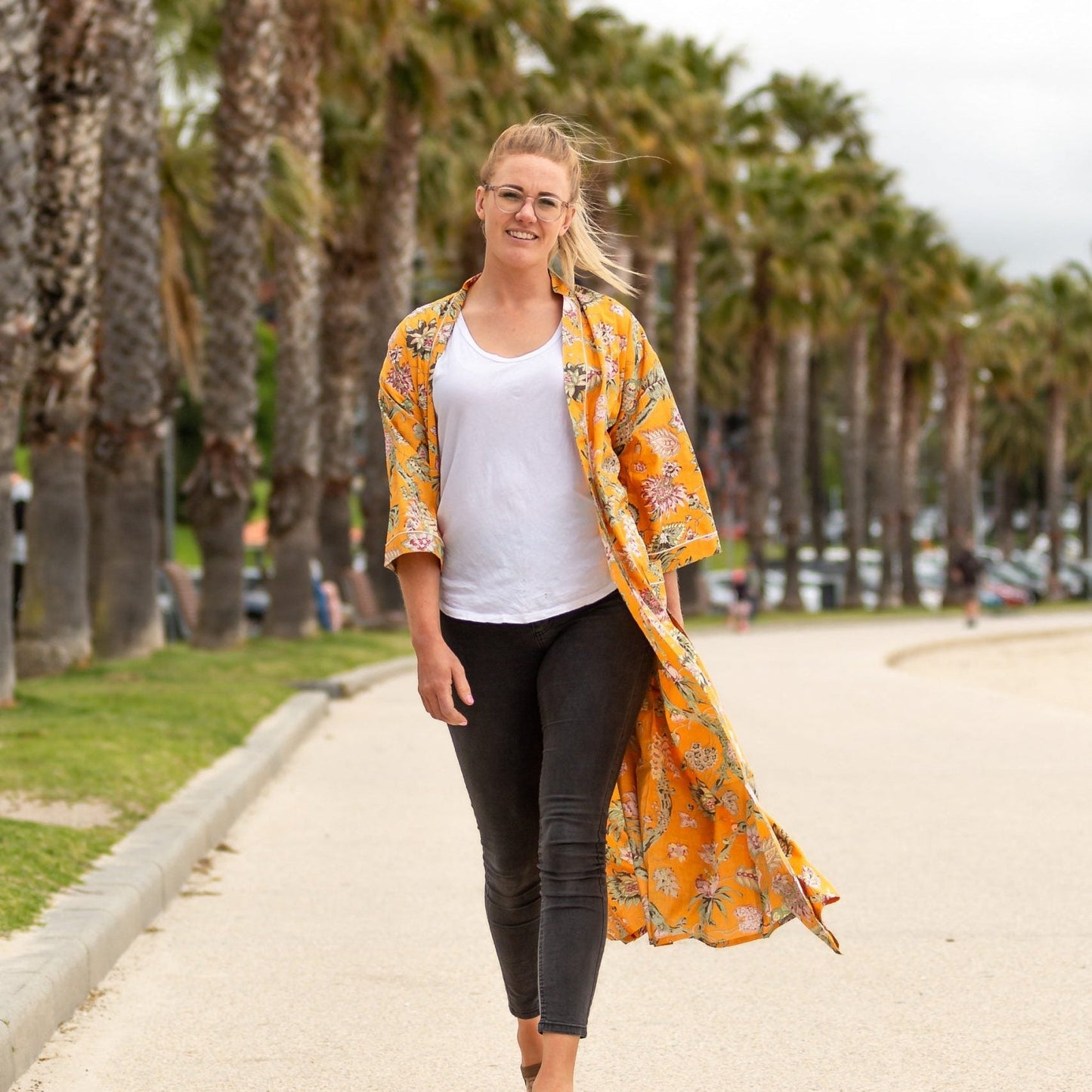 Ornamental Orange Cotton Kimono – Bird of Paradise Inspired