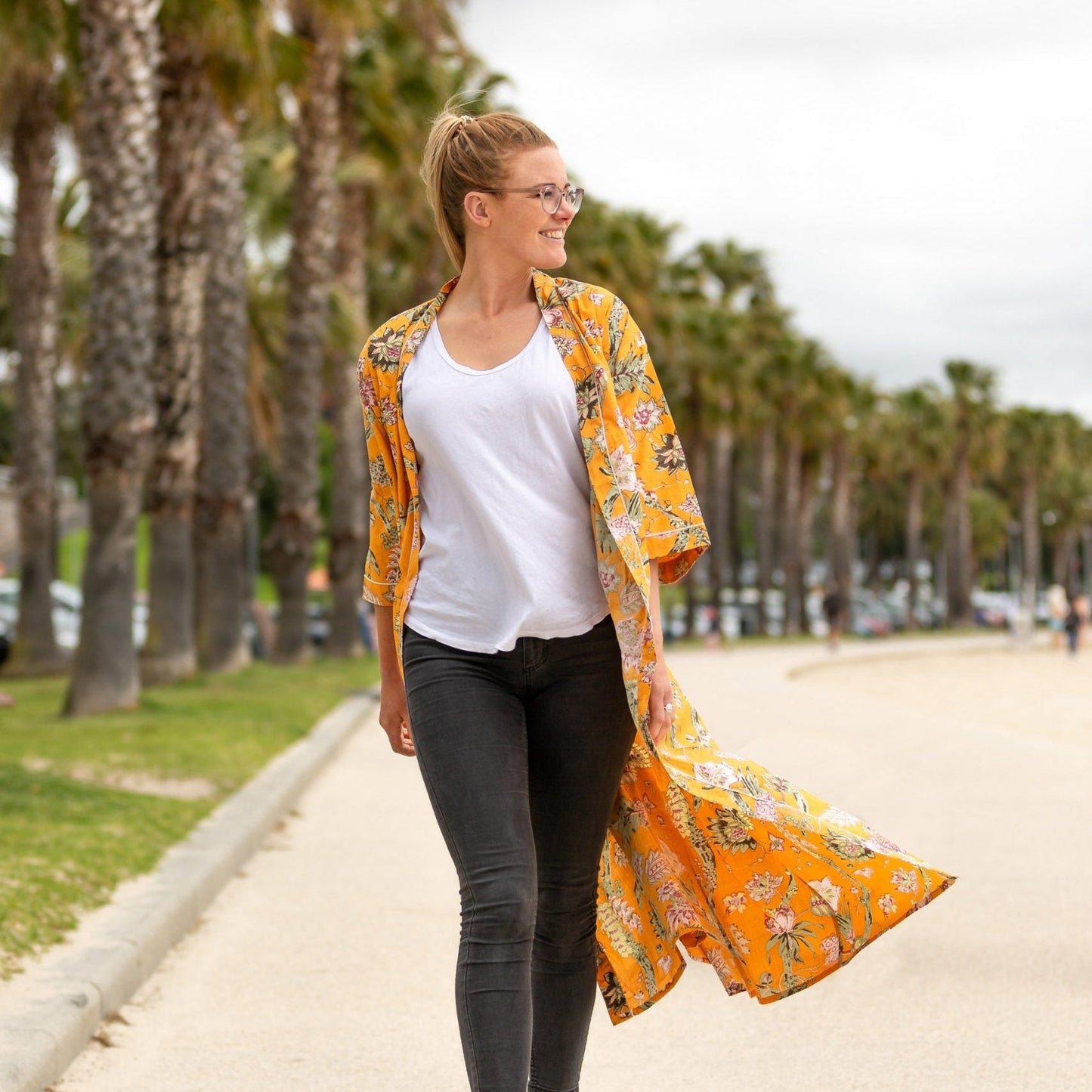 Ornamental Orange Cotton Kimono – Bird of Paradise Inspired
