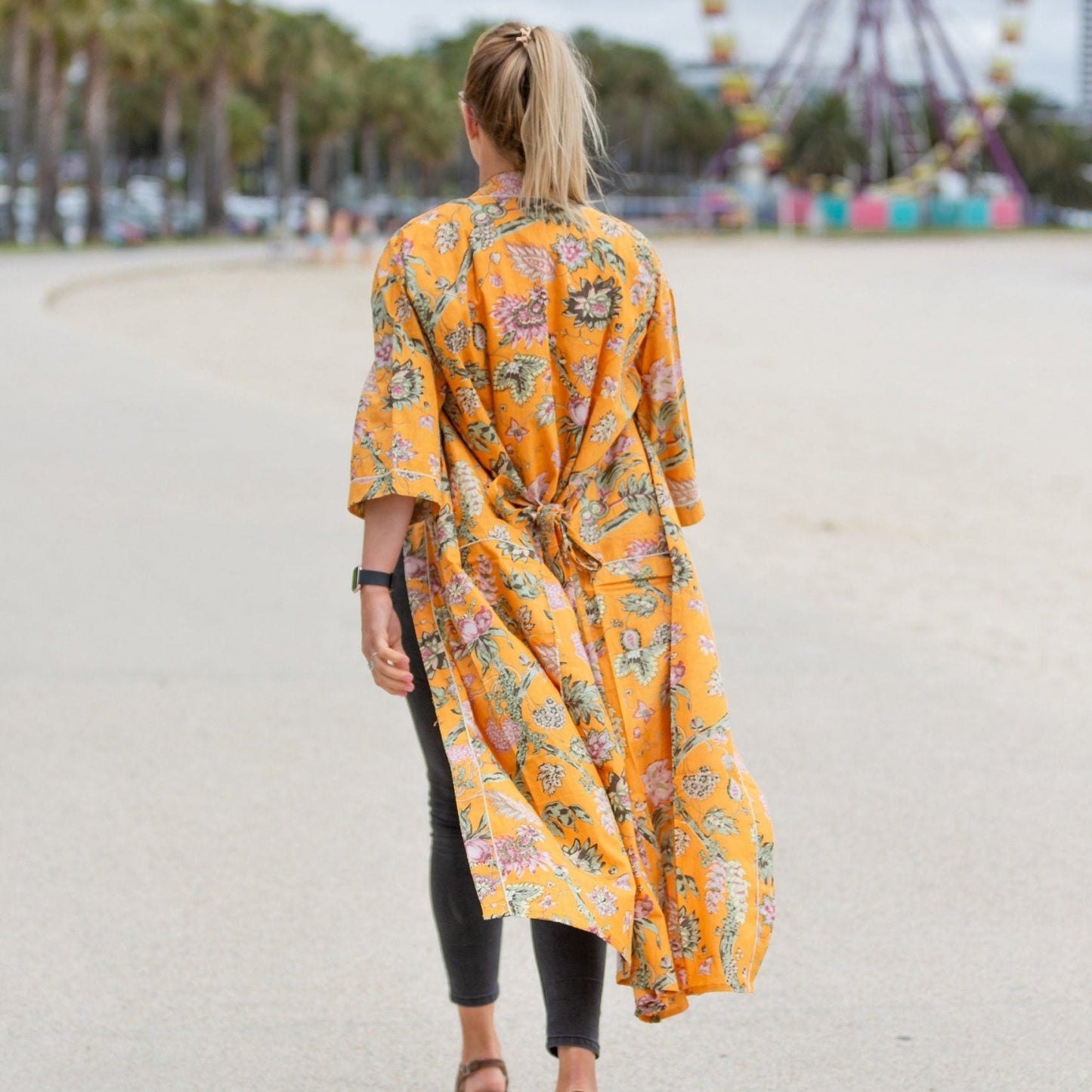 Ornamental Orange Cotton Kimono – Bird of Paradise Inspired