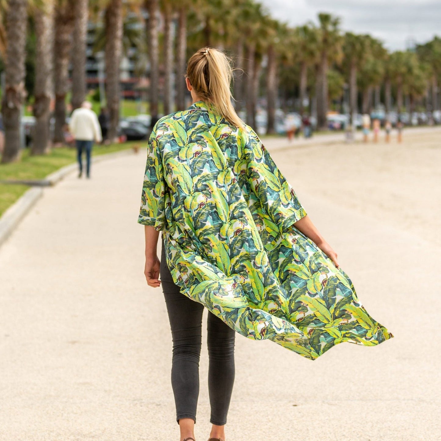 Jade Jungle Cotton Kimono – Frida Kahlo Inspired, Hand-Screened