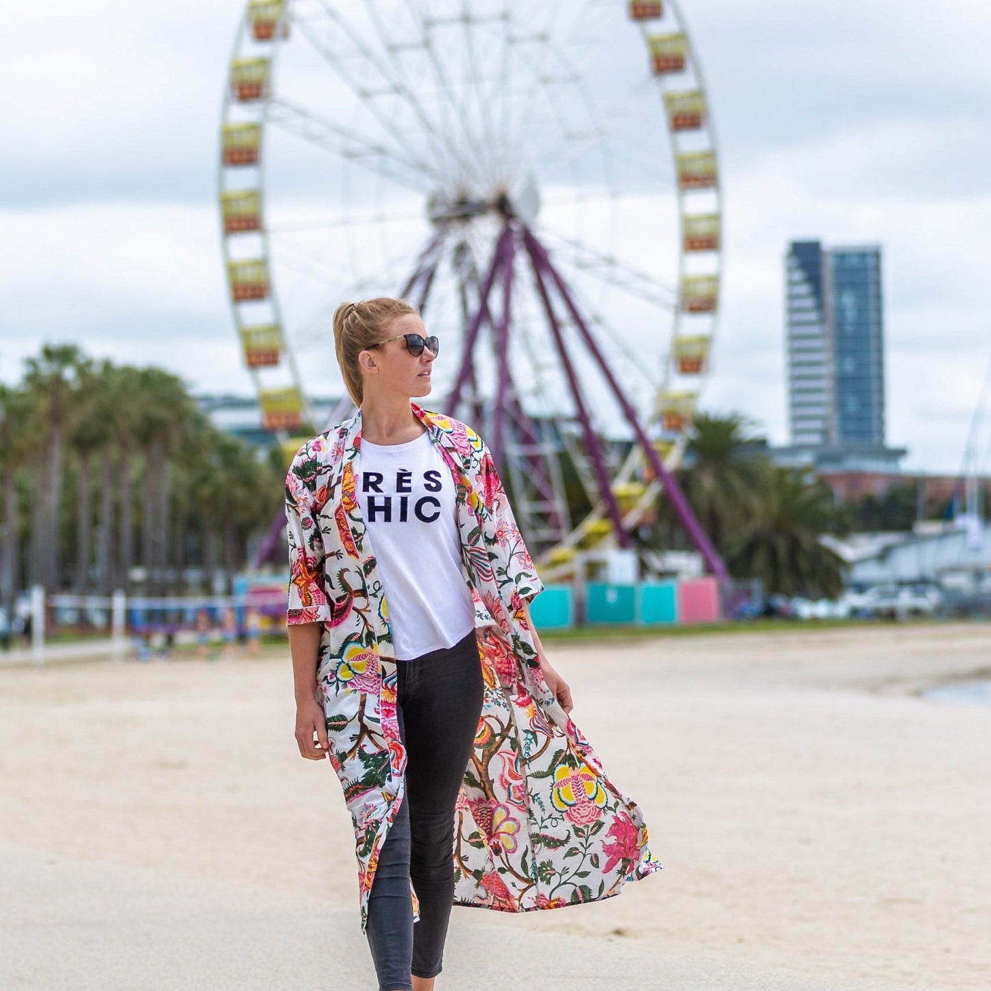 Blooming Blanche Cotton Kimono – Floral Design