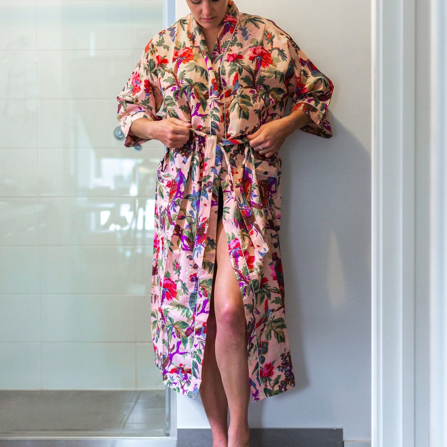 Tan Paradise Cotton Kimono – Bird of Paradise Print
