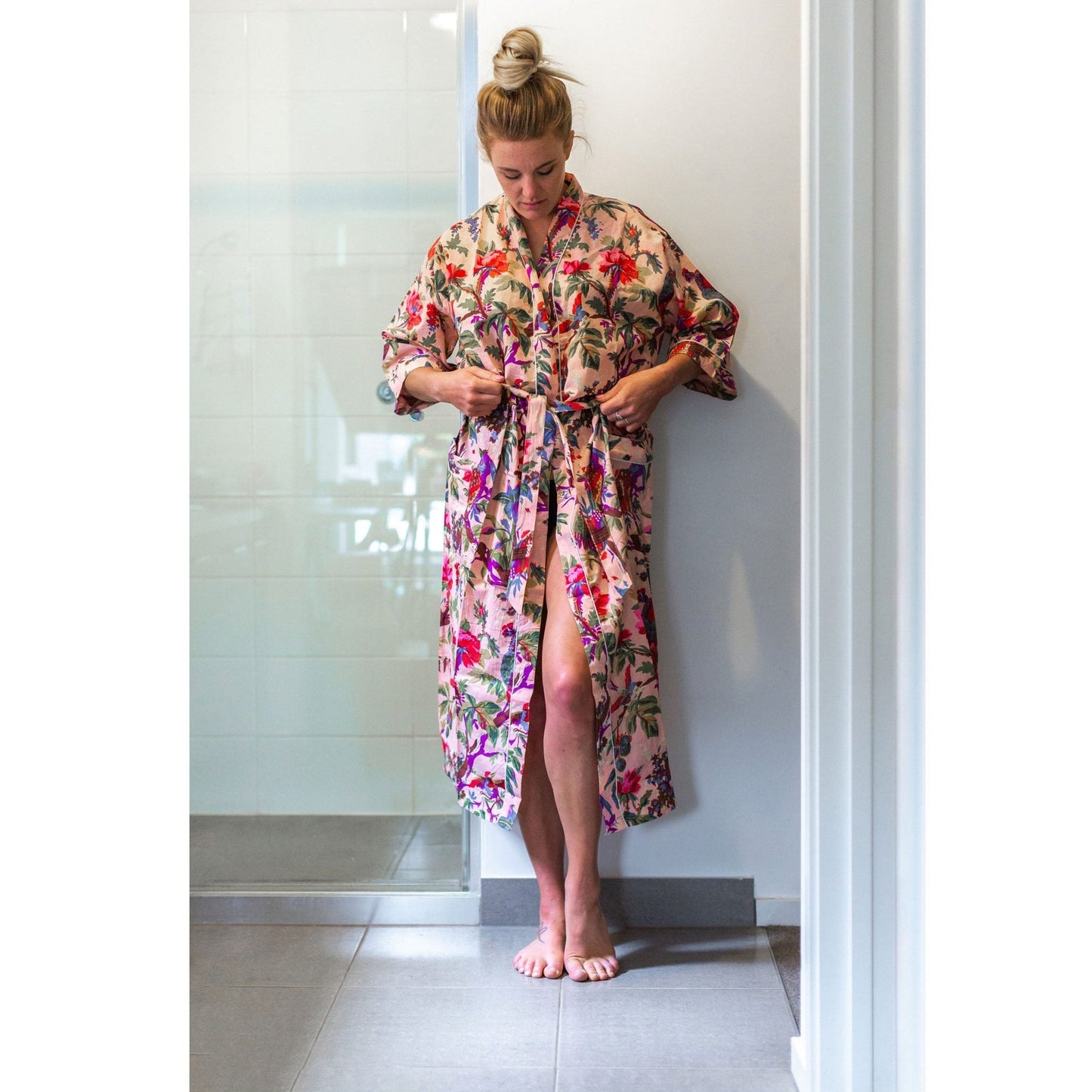 Tan Paradise Cotton Kimono – Bird of Paradise Print