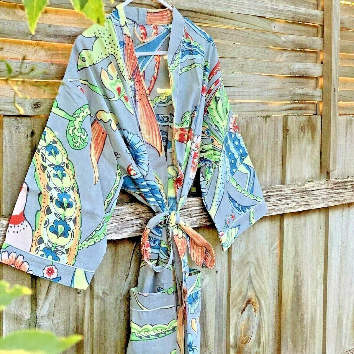 Tropicana Dream Kimono – Bird of Paradise Print Lightweight Cotton Robe