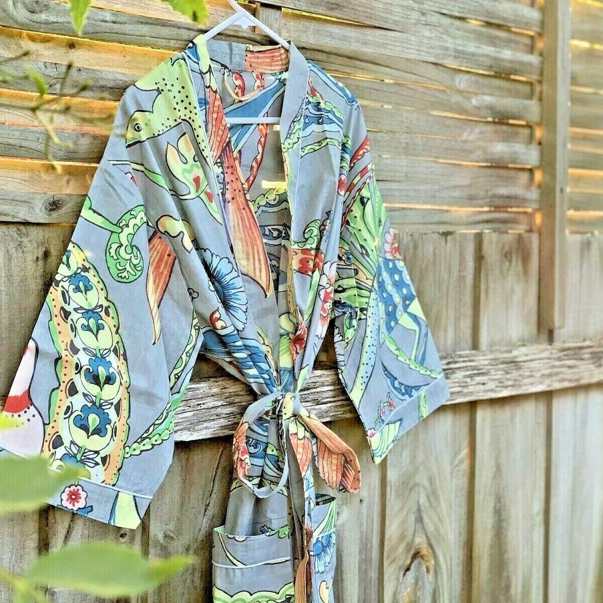 Tropicana Dream Kimono – Bird of Paradise Print Lightweight Cotton Robe