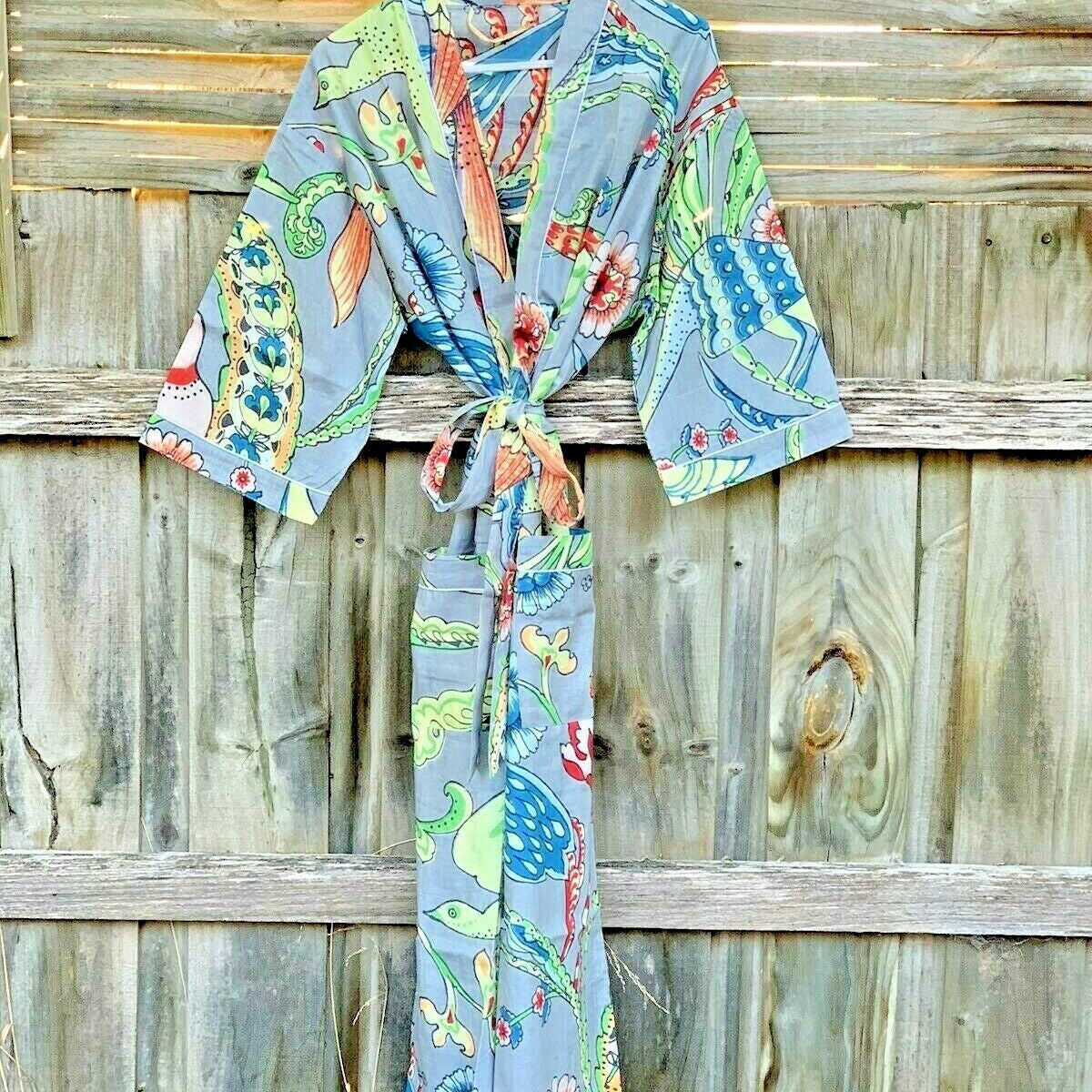 Tropicana Dream Kimono – Bird of Paradise Print Lightweight Cotton Robe