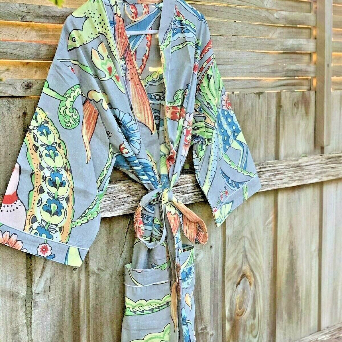 Tropicana Dream Kimono – Bird of Paradise Print Lightweight Cotton Robe